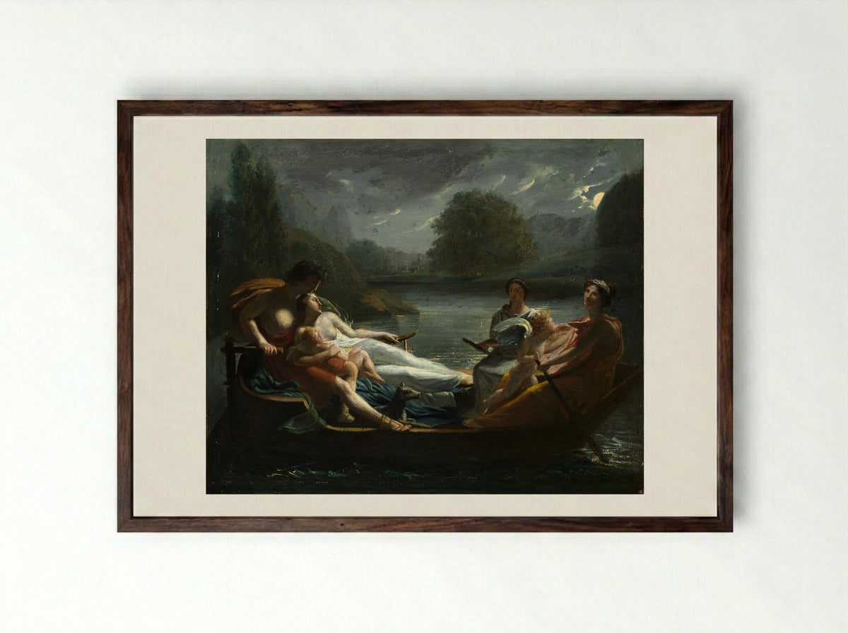 The Dream of Happiness - Pierre-Paul Prud'hon - Framed Print Dark Wood