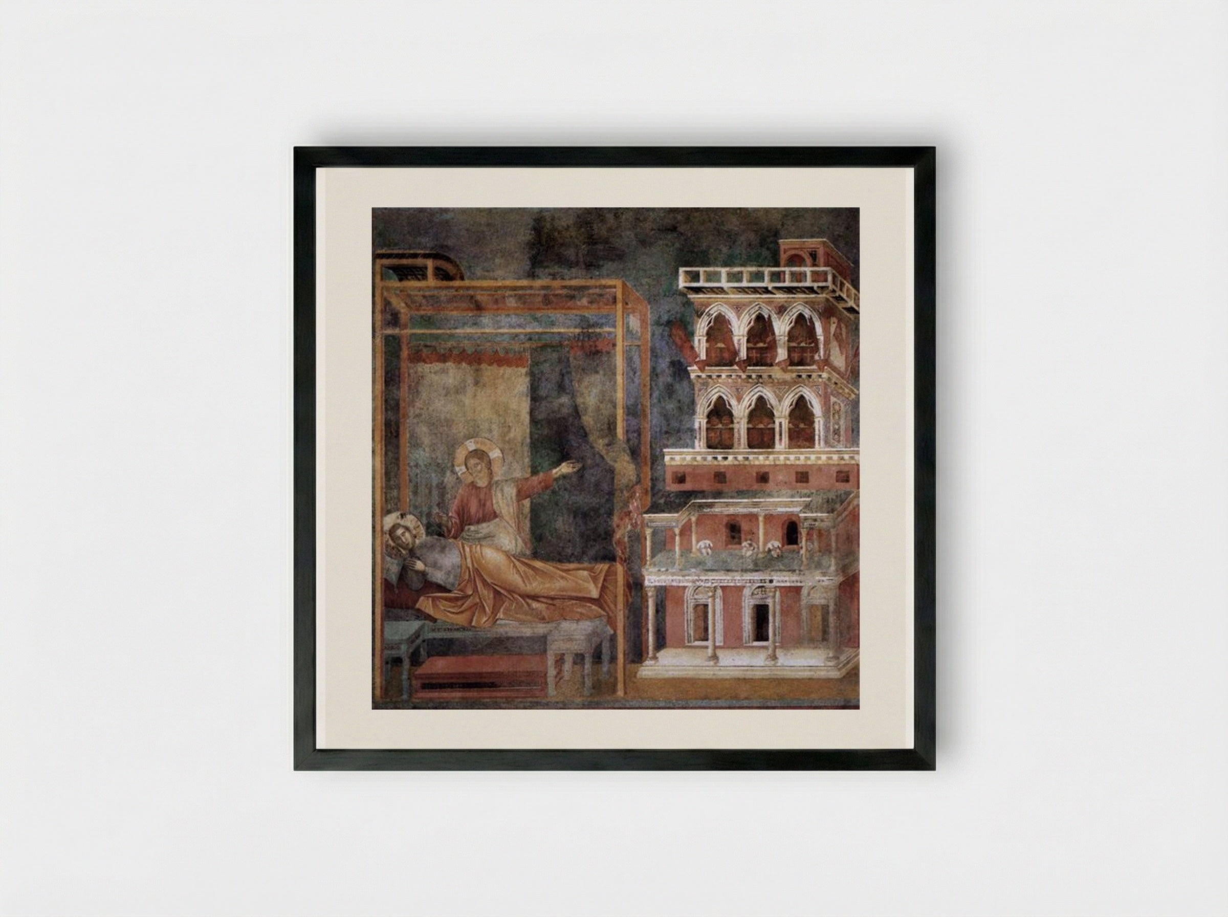 The Dream of Innocent III - Giotto di Bondone - Framed Print Black