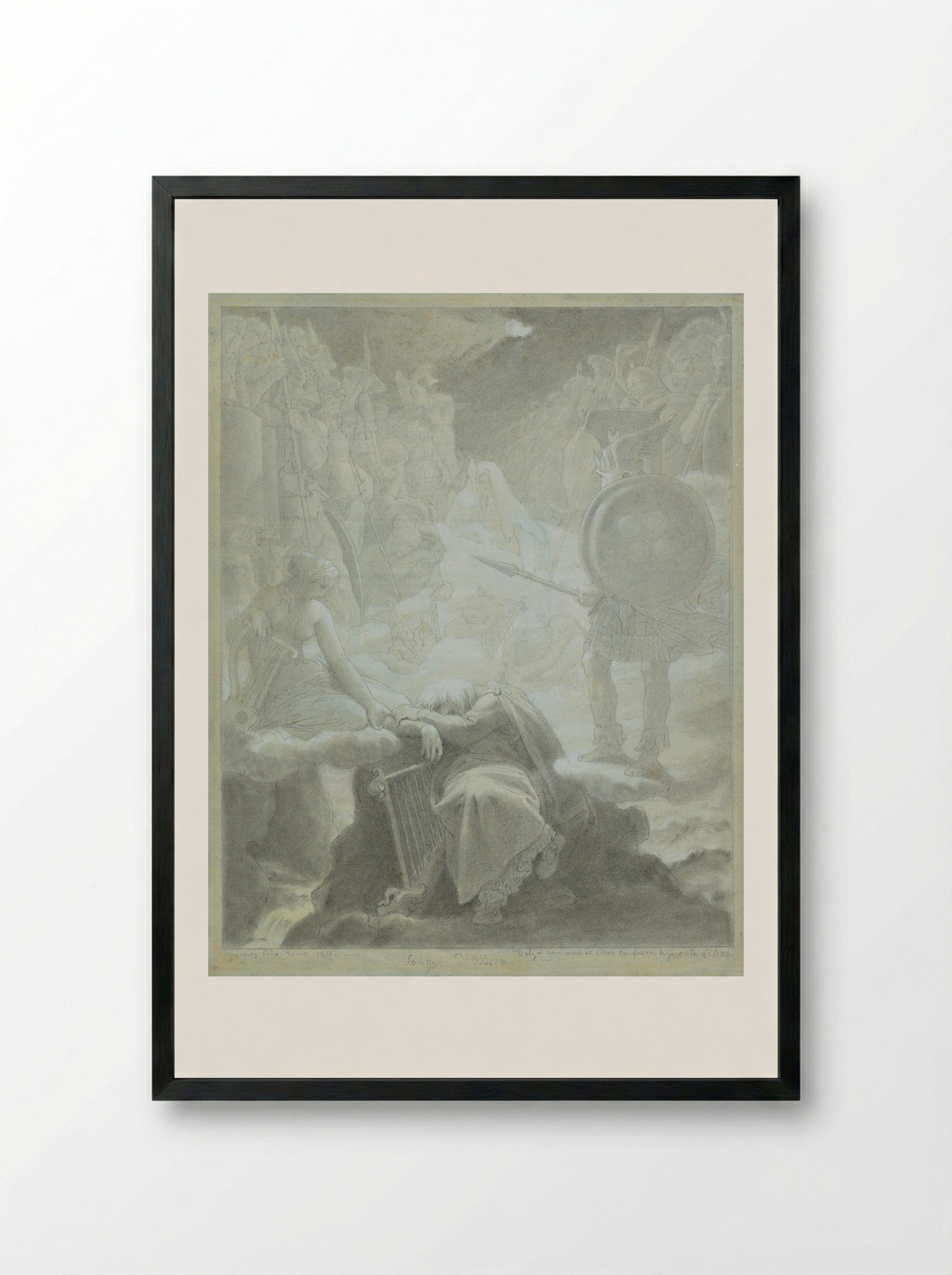 The Dream of Ossian - Jean-Auguste-Dominique Ingres - Framed Print Black