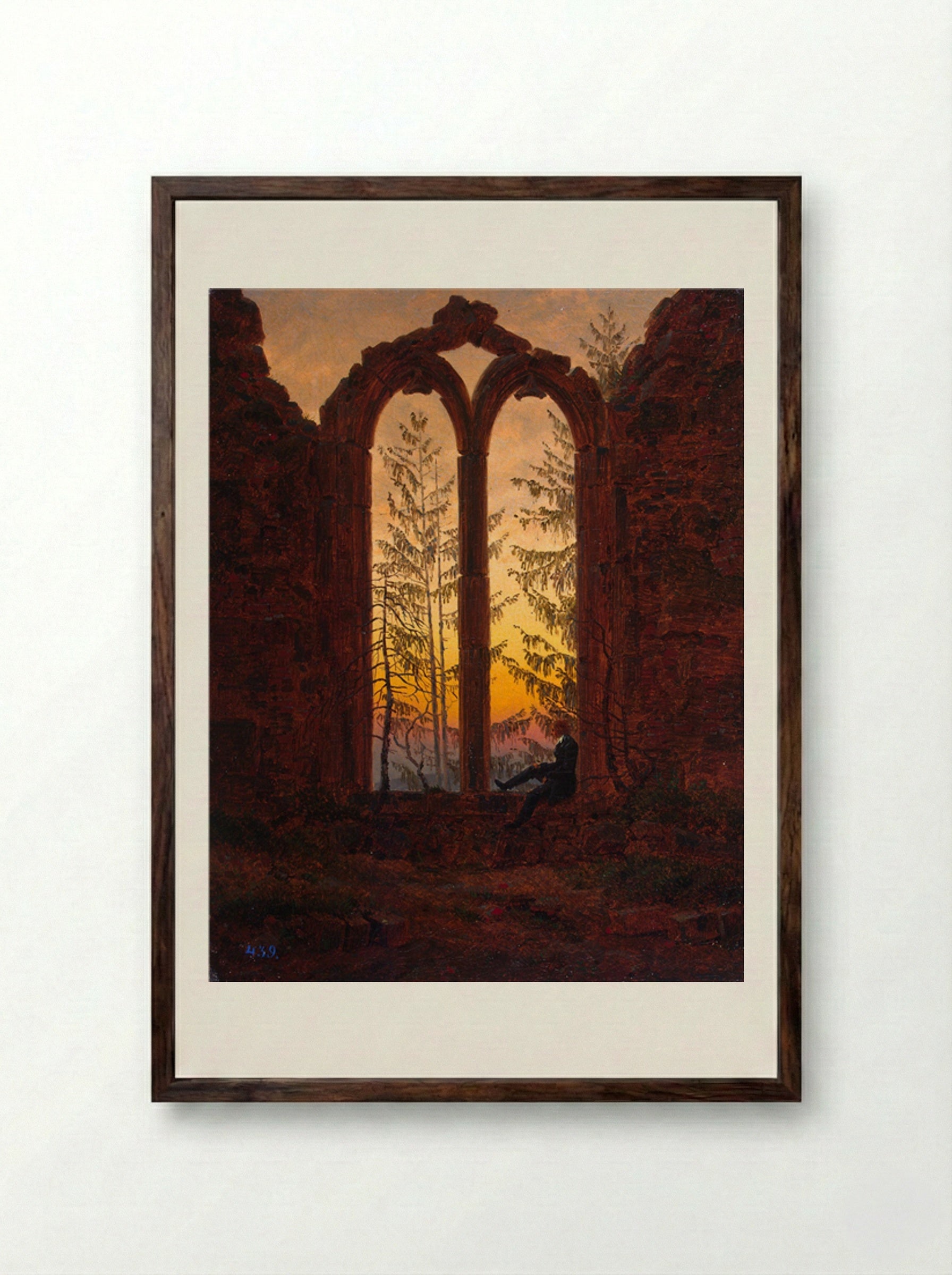 The Dreamer (Ruins of Eldena) - Caspar David Friedrich - Framed Print Dark Wood