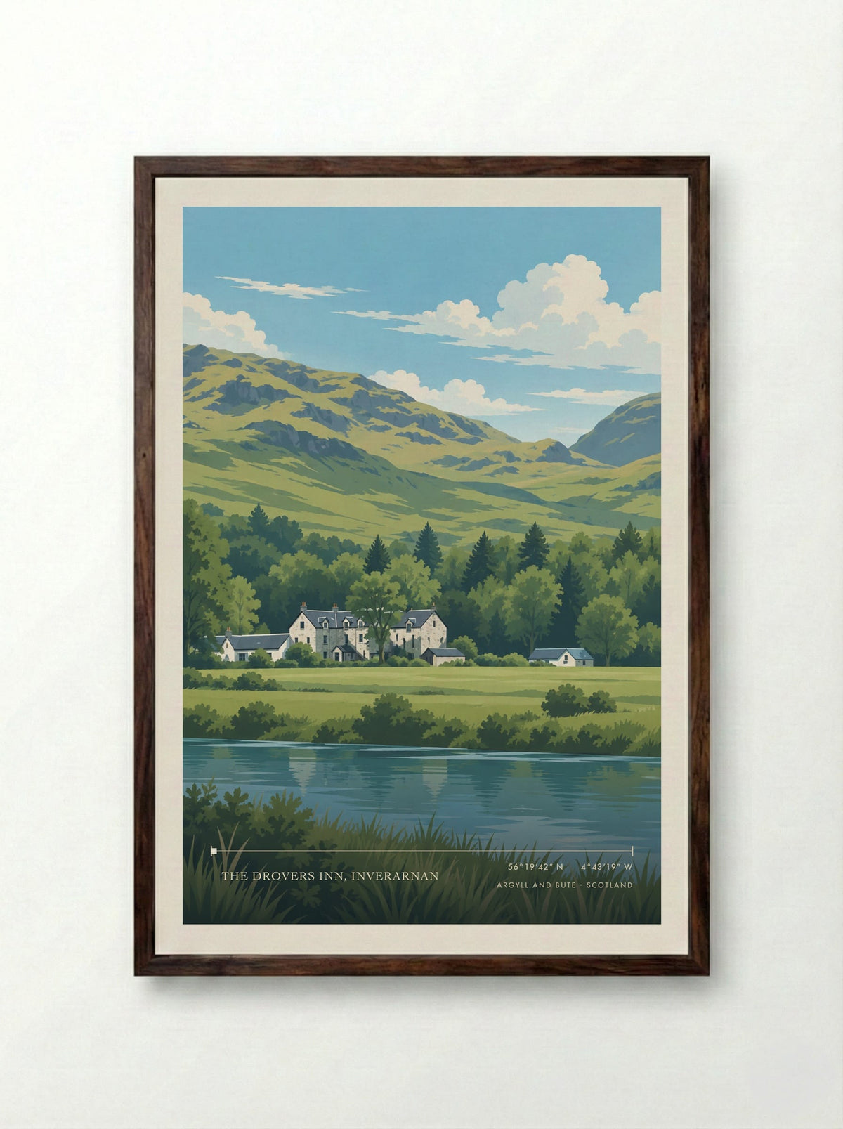 The Drovers Inn, Inverarnan, Argyll and Bute | Travel Poster - Framed Print Dark Wood