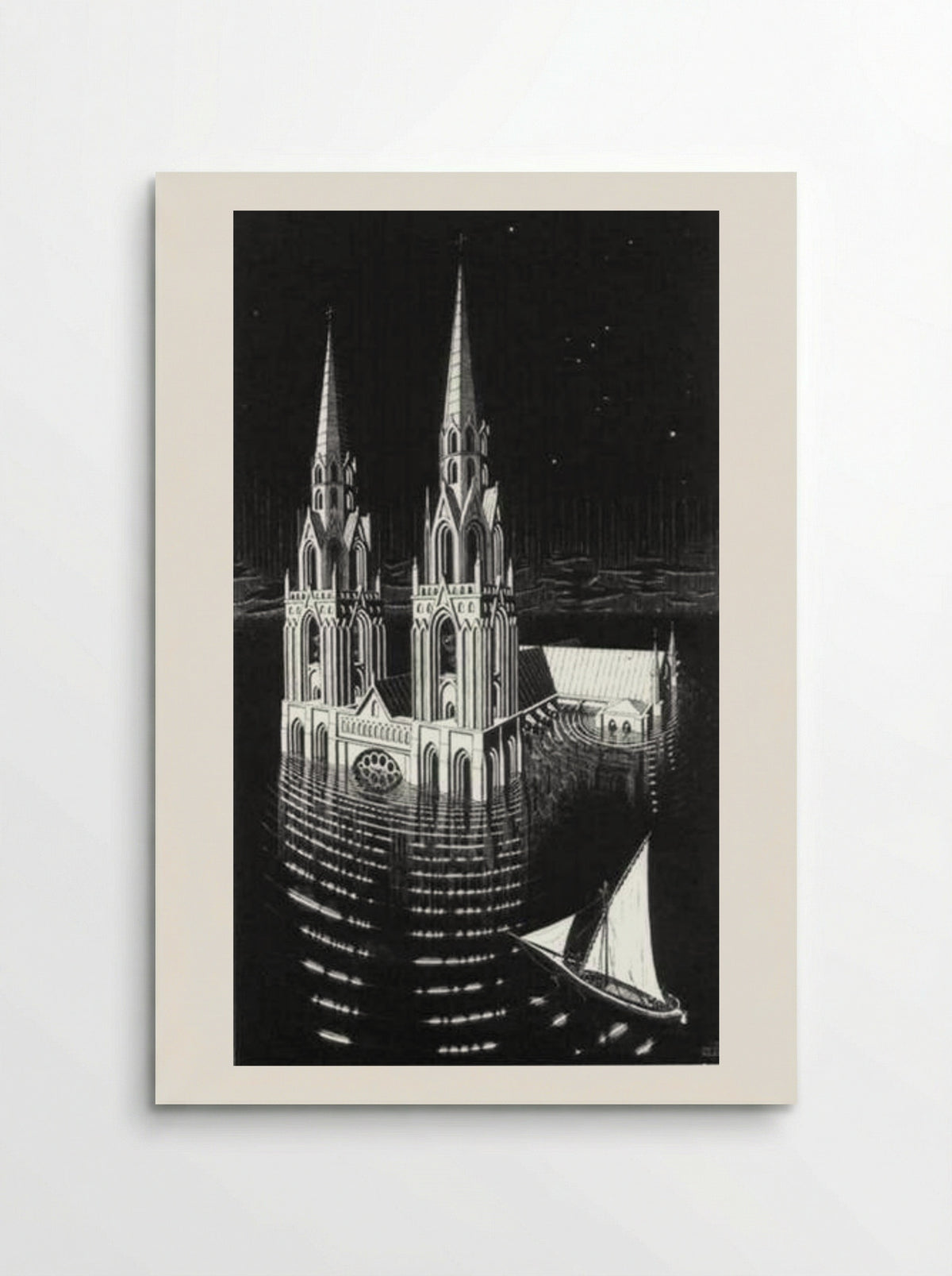 The Drowned Cathedral - M.C. Escher - Poster