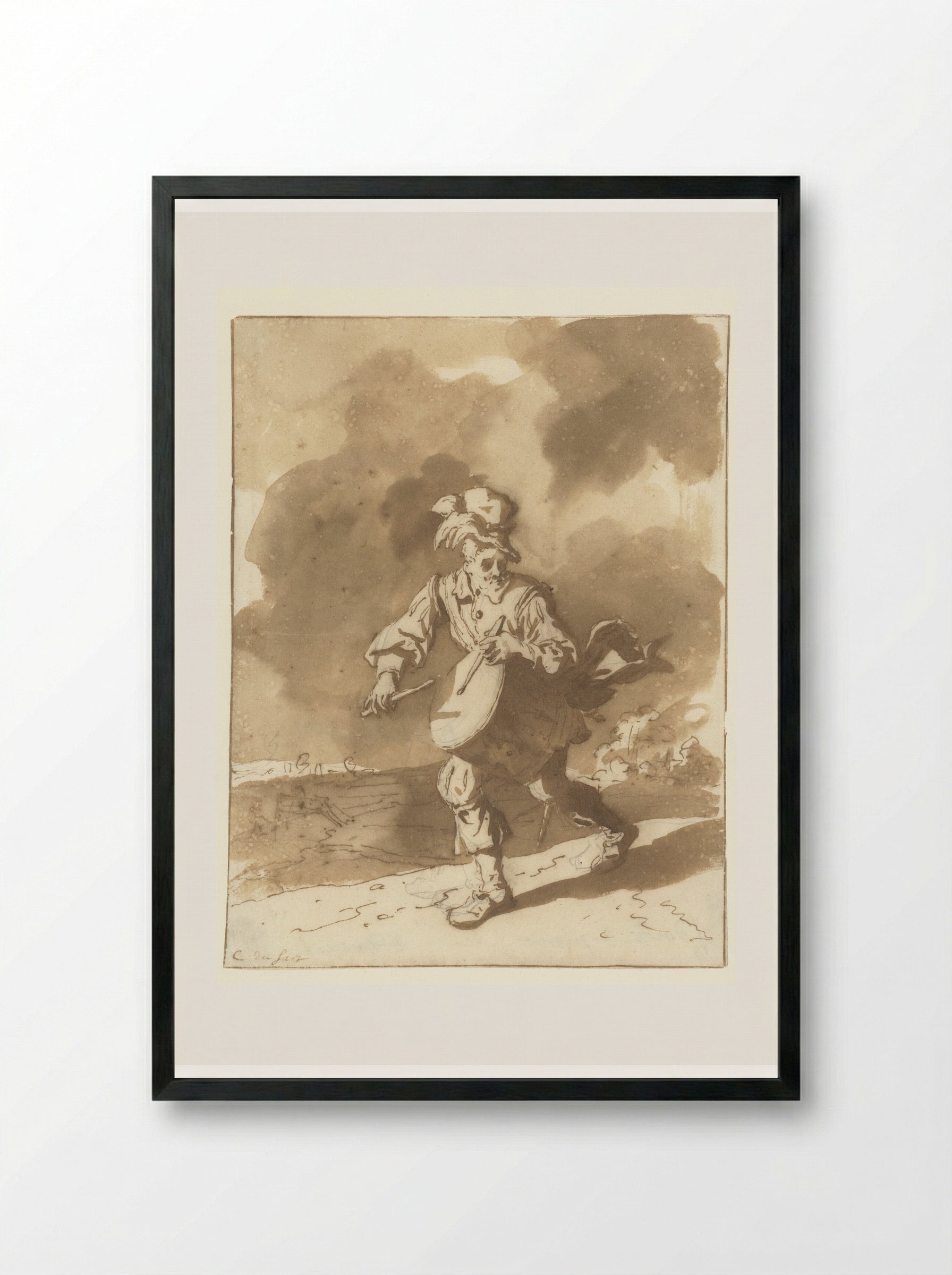 The Drummer - Cornelis Dusart - Framed Print Black