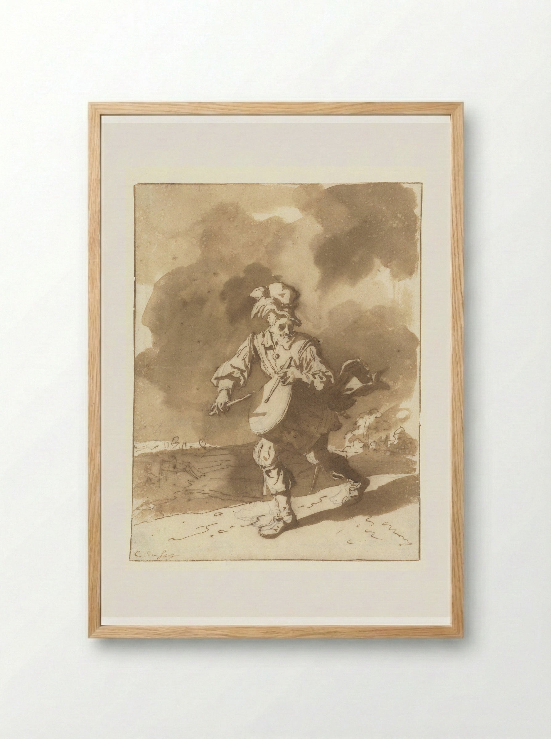 The Drummer - Cornelis Dusart - Framed Print Wood