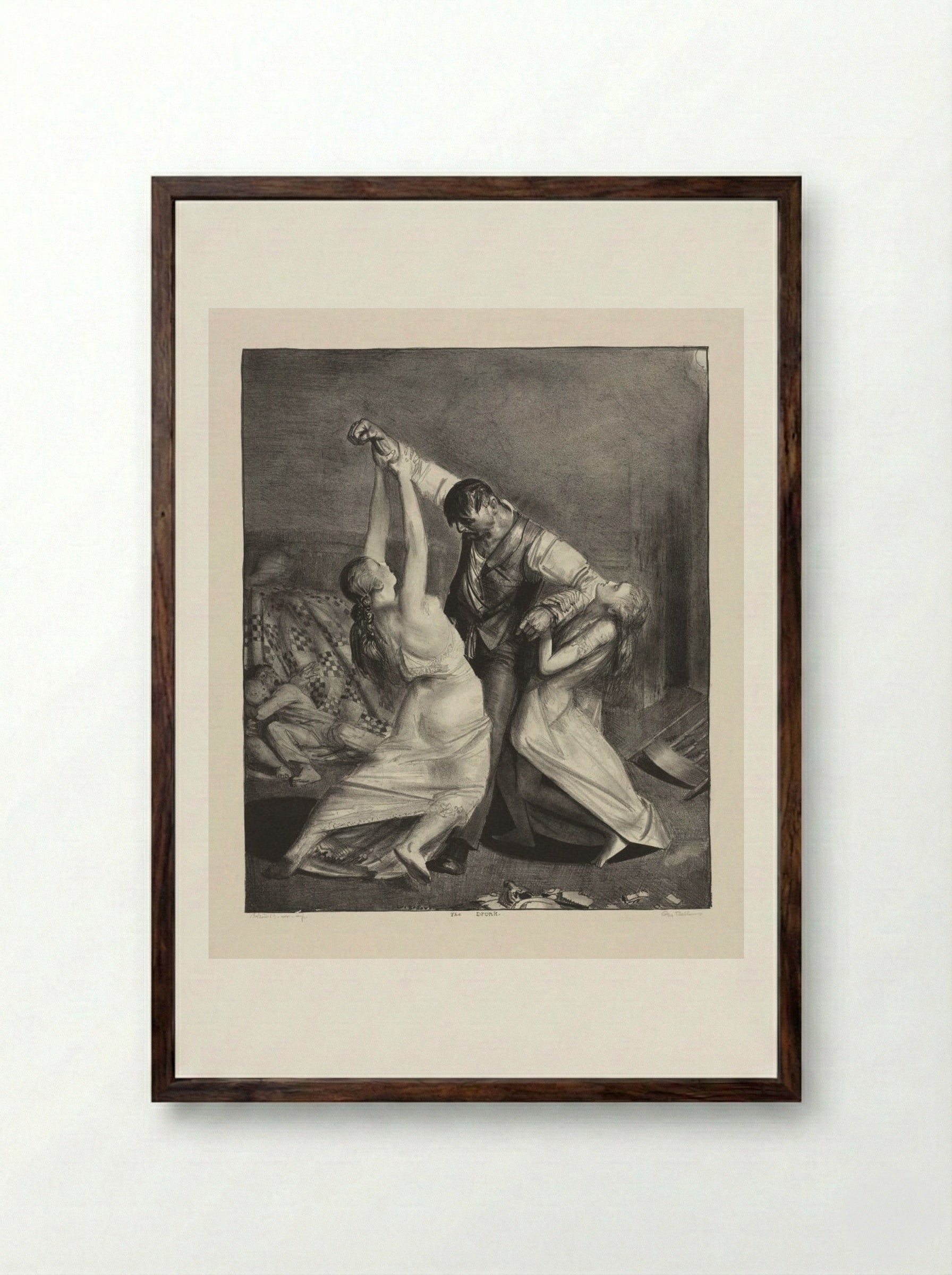 The Drunk - George Bellows - Framed Print Dark Wood