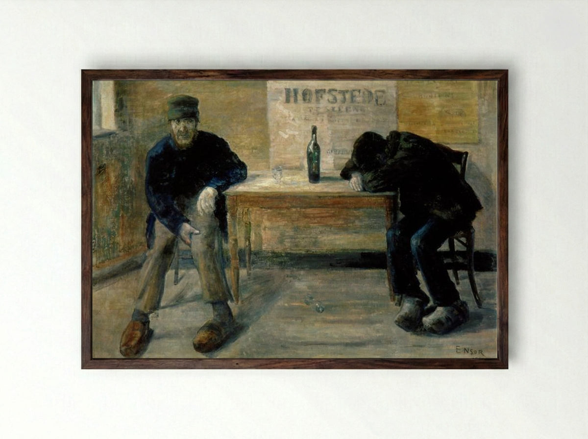 The Drunkards - James Ensor - Framed Print Dark Wood
