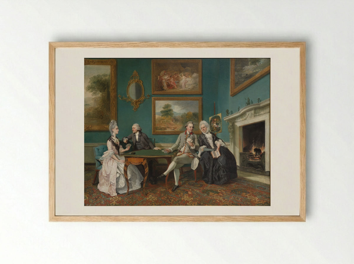 The Dutton Family in the Drawing Room of Sherborne Park, Gloucestershire - Johann Zoffany - Framed Print Wood