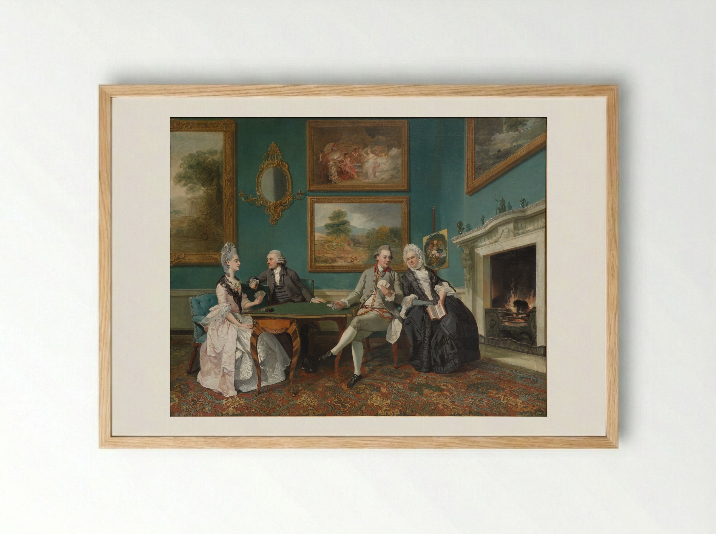 The Dutton Family in the Drawing Room of Sherborne Park, Gloucestershire - Johann Zoffany - Framed Print Wood