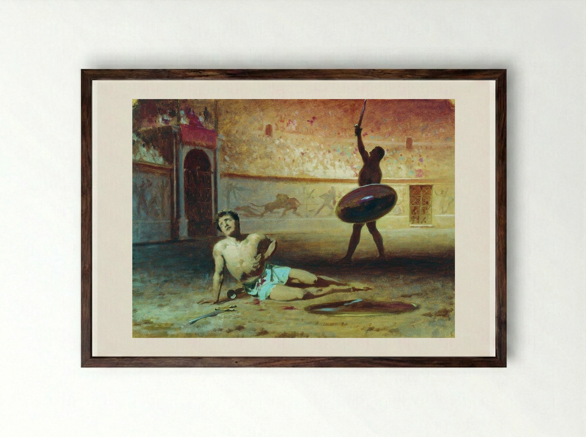 The Dying Gladiator - Fyodor Bronnikov - Framed Print Dark Wood