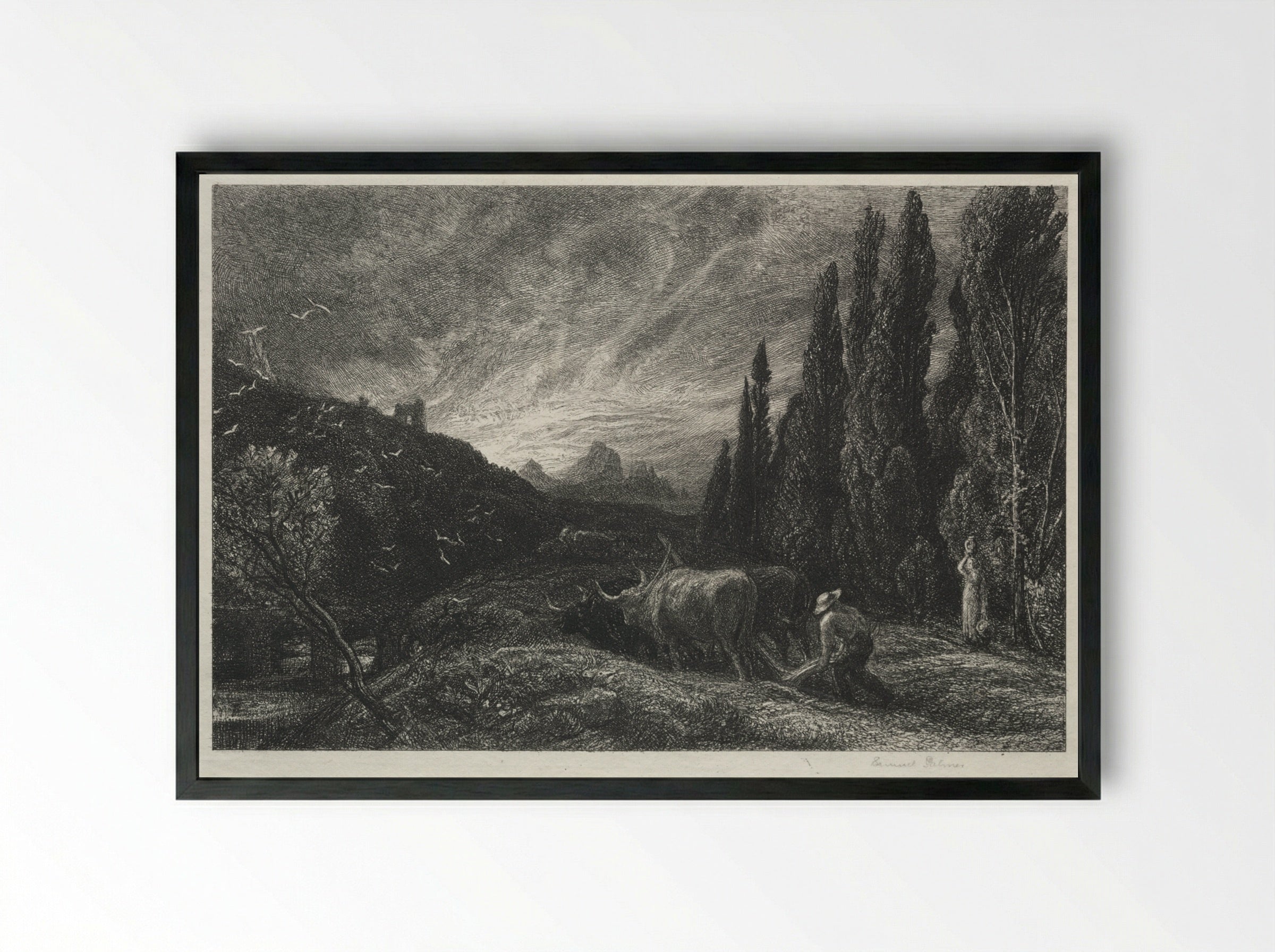 The Early Ploughman - Samuel Palmer - Framed Print Black