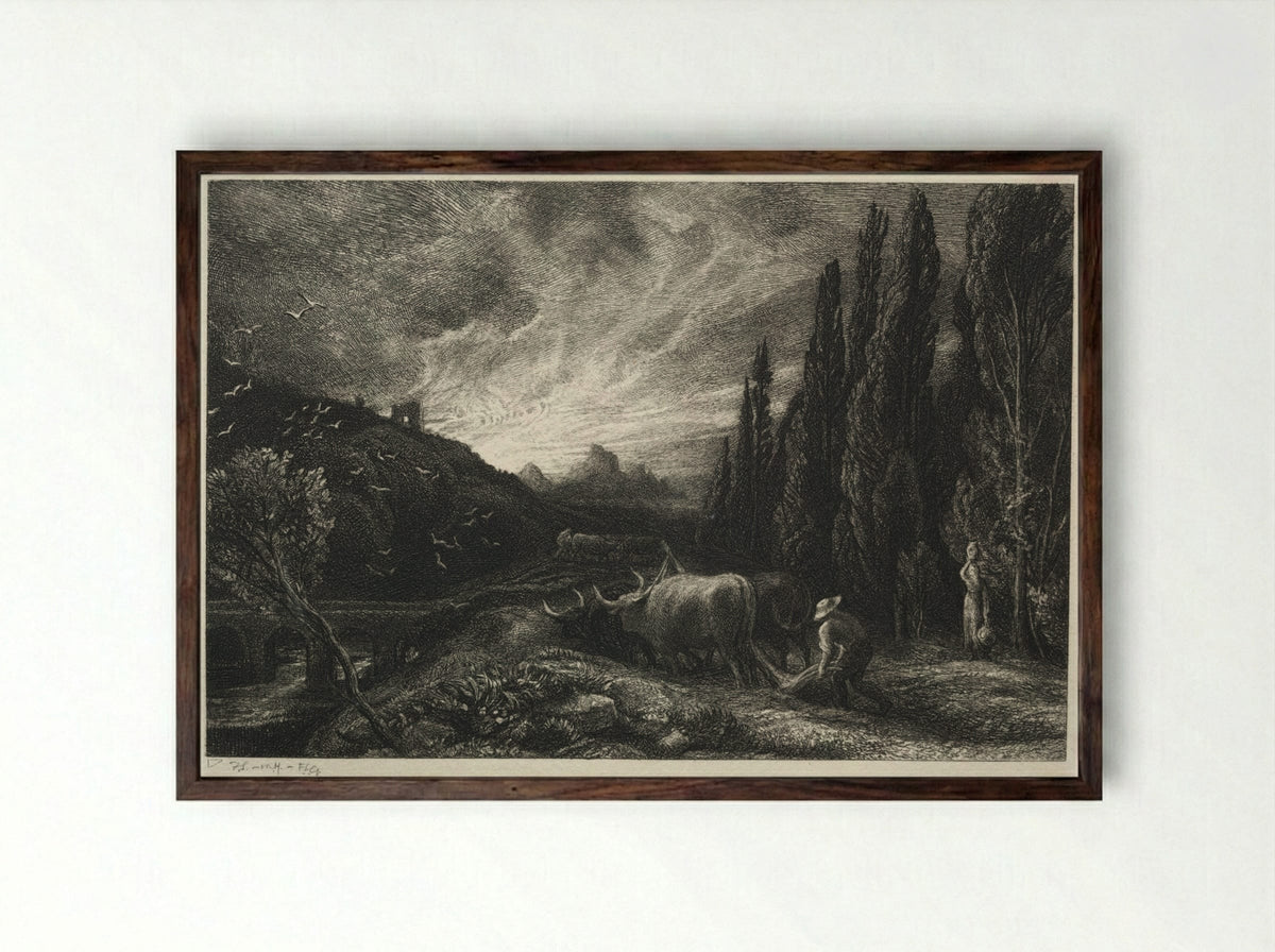 The Early Plowman - Samuel Palmer - Framed Print Dark Wood