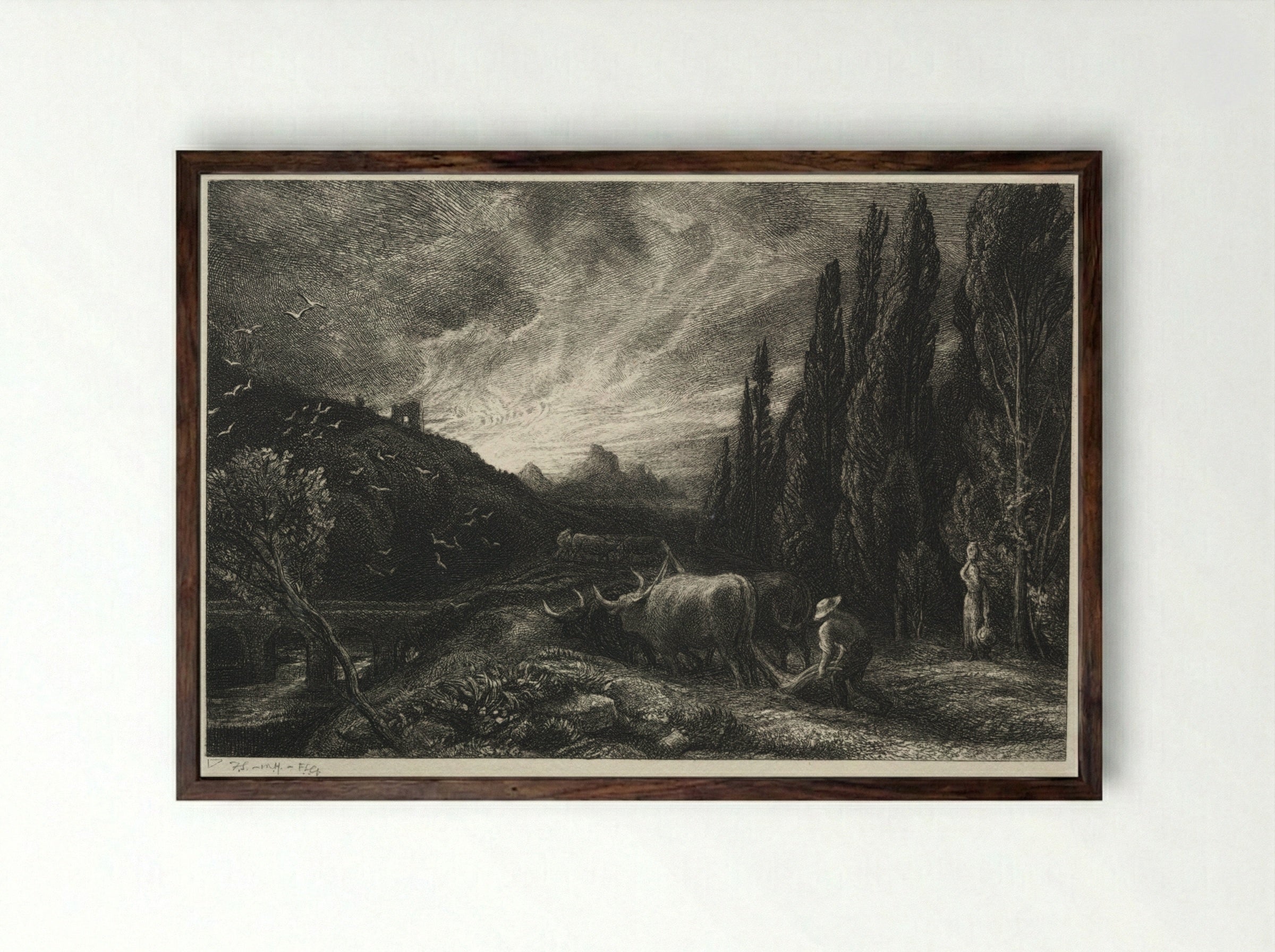 The Early Plowman - Samuel Palmer - Framed Print Dark Wood