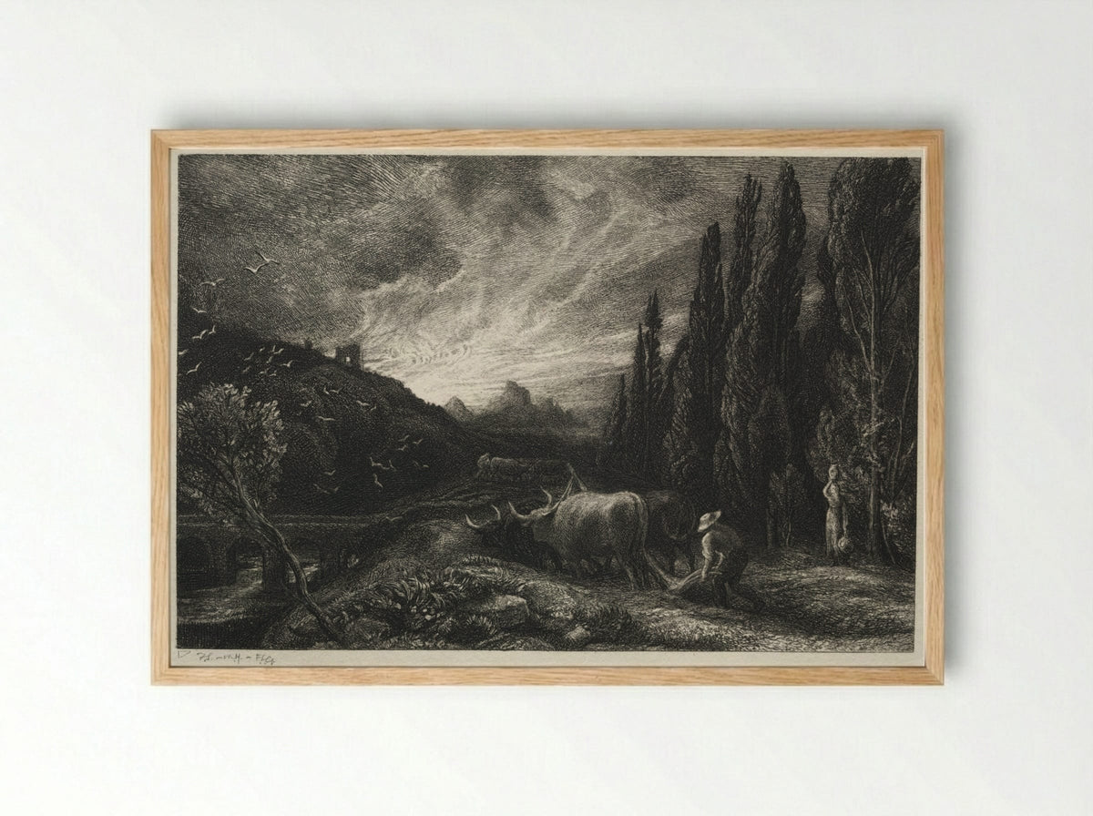 The Early Plowman - Samuel Palmer - Framed Print Wood