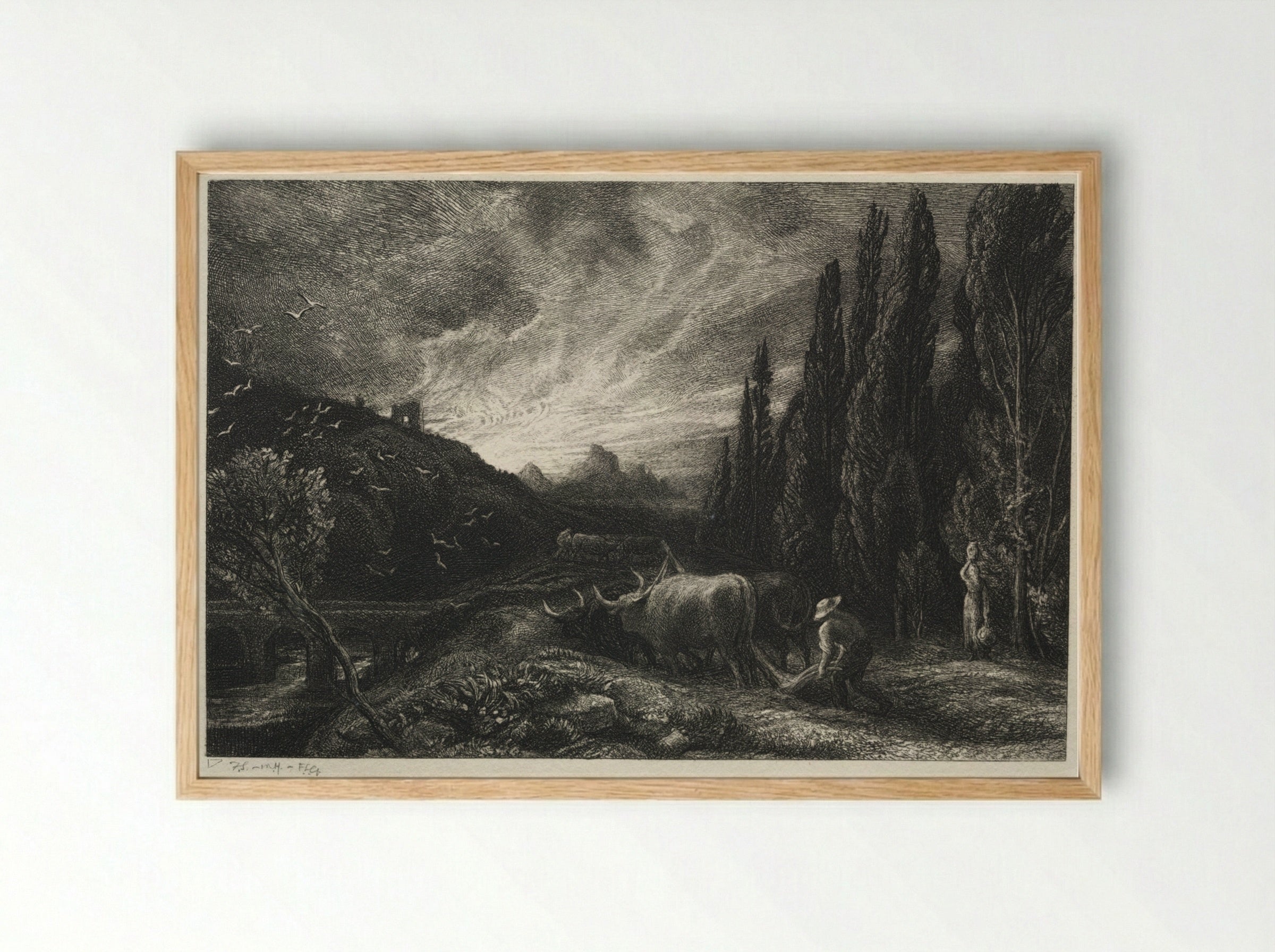 The Early Plowman - Samuel Palmer - Framed Print Wood