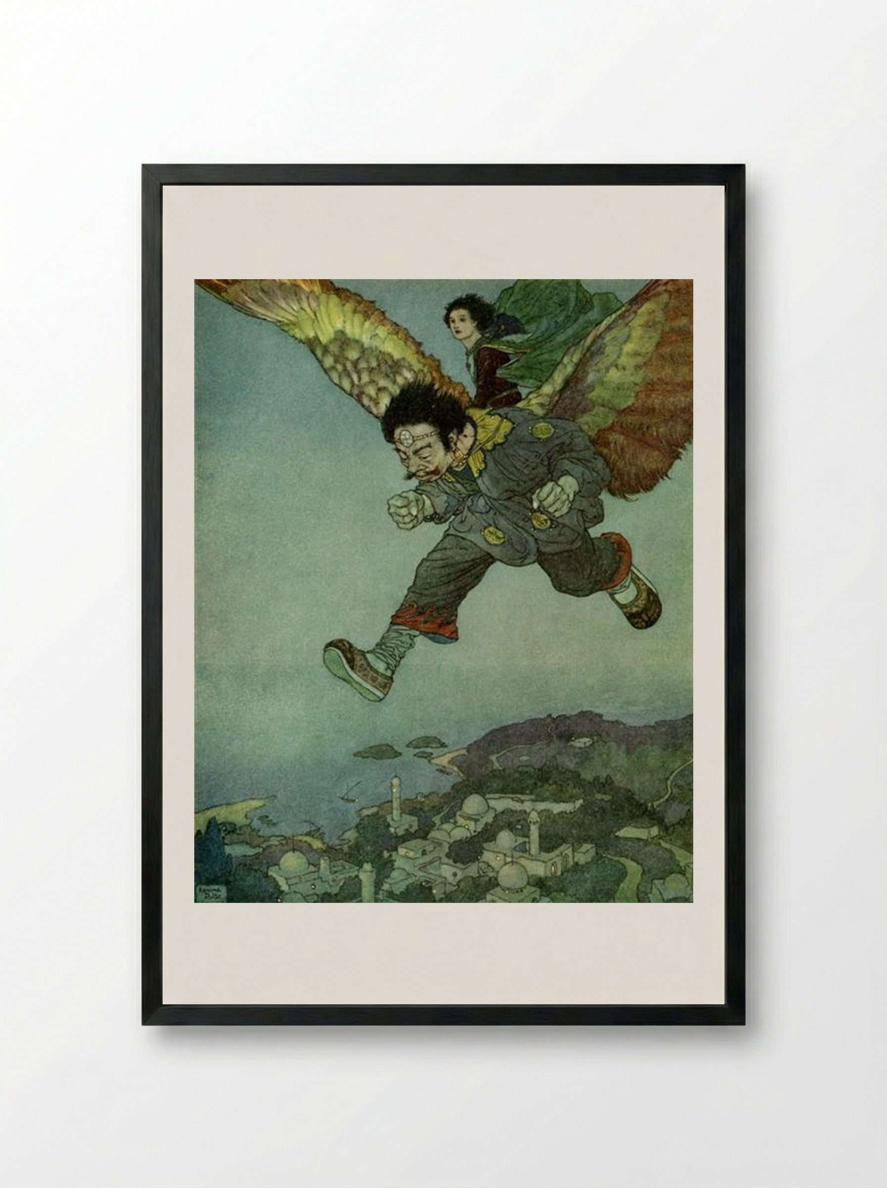 The Eastwind flew faster still - Edmund Dulac - Framed Print Black