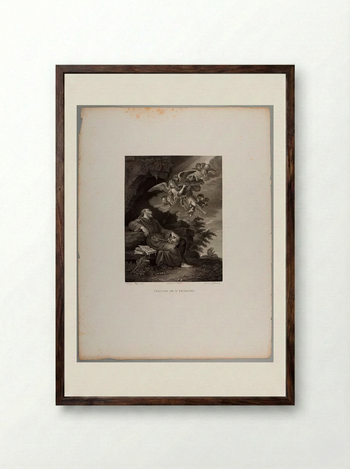The Ecstasy of Saint Francis - Heinrich Guttenberg - Framed Print Dark Wood