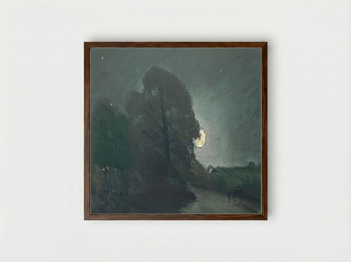 The Edge of a Heath by Moonlight - John Constable - Framed Print Dark Wood