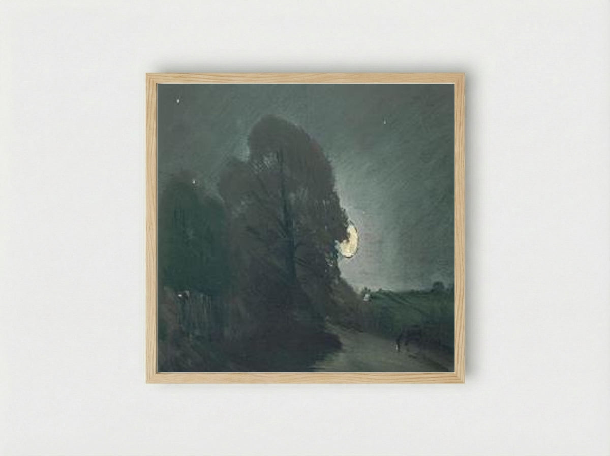 The Edge of a Heath by Moonlight - John Constable - Framed Print Wood