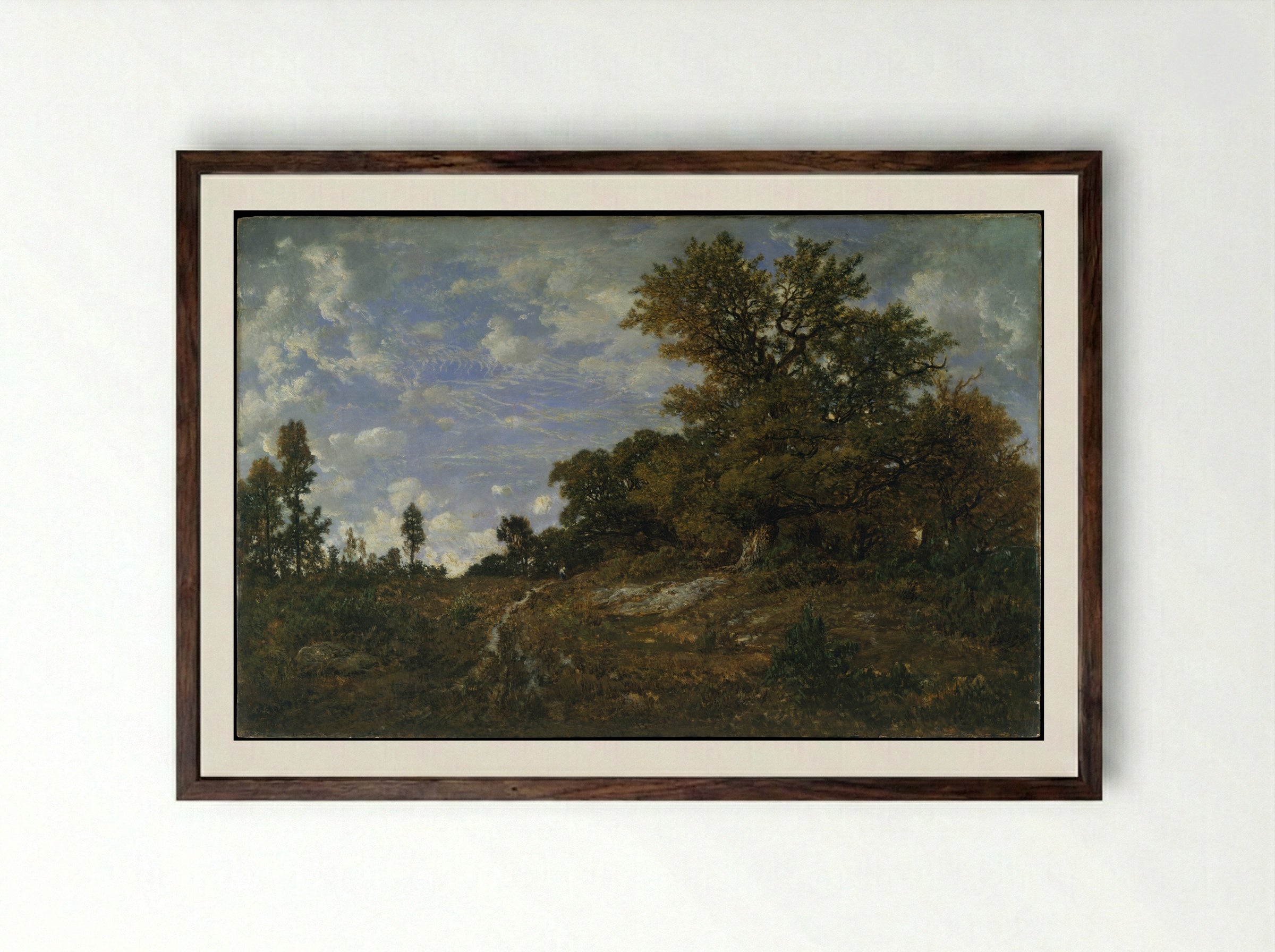 The Edge of the Woods at Monts-Girard, Fontainebleau Forest - Théodore Rousseau - Framed Print Dark Wood
