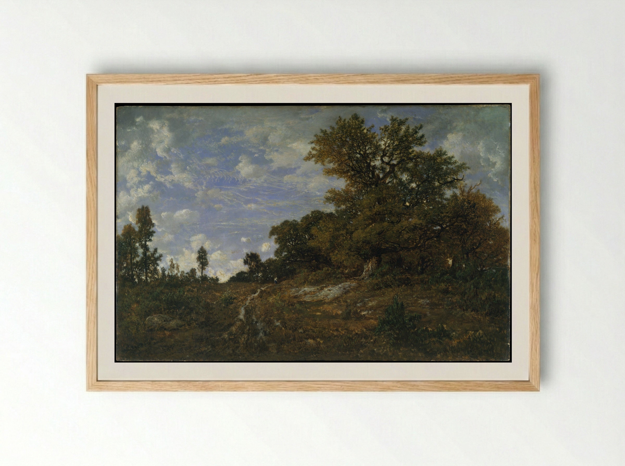The Edge of the Woods at Monts-Girard, Fontainebleau Forest - Théodore Rousseau - Framed Print Wood