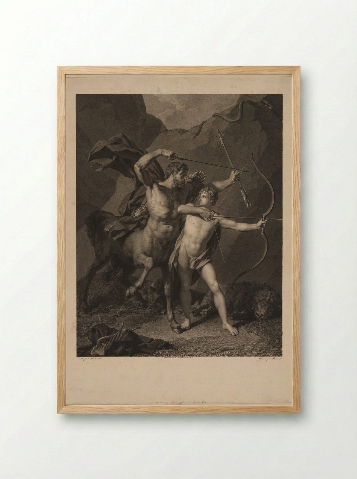 The Education of Achilles - Charles Clément Bervic - Framed Print Wood