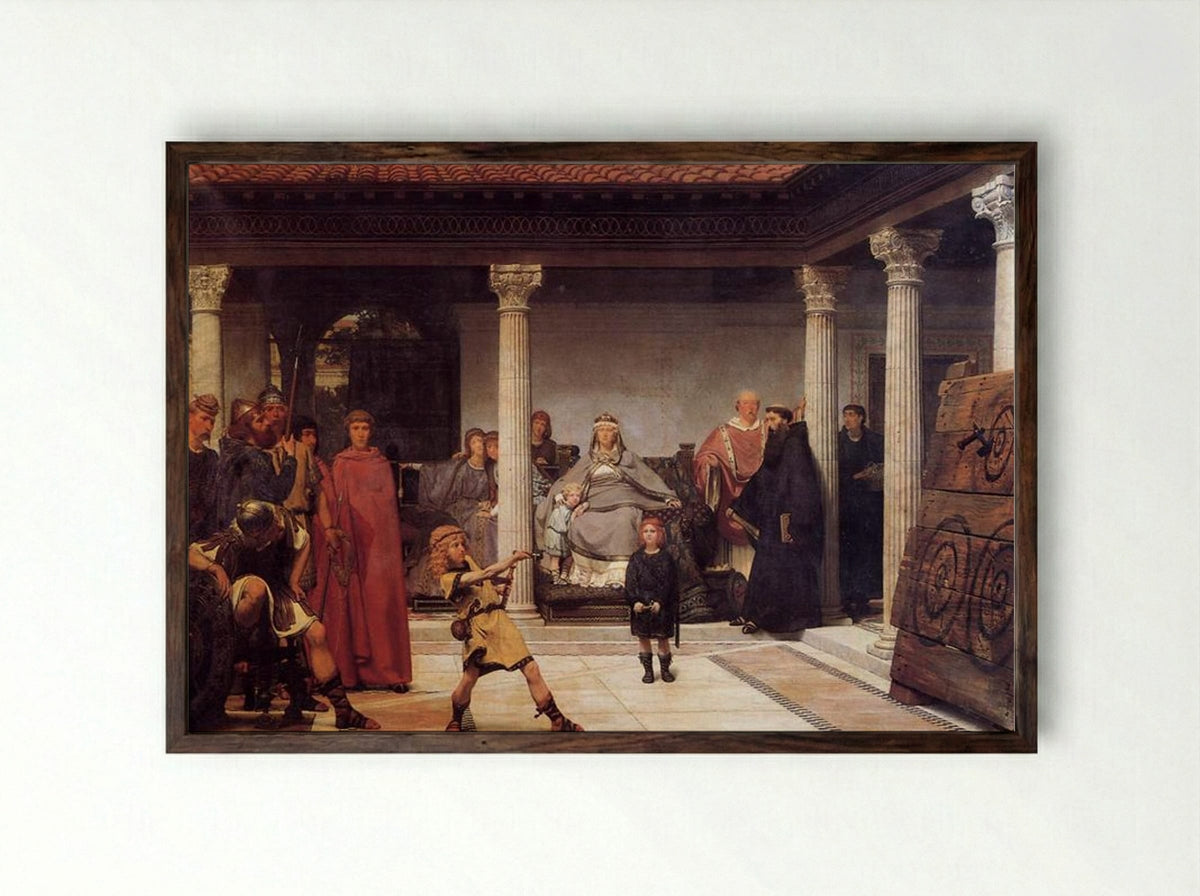The Education of the Children of Clovis - Sir Lawrence Alma-Tadema - Framed Print Dark Wood