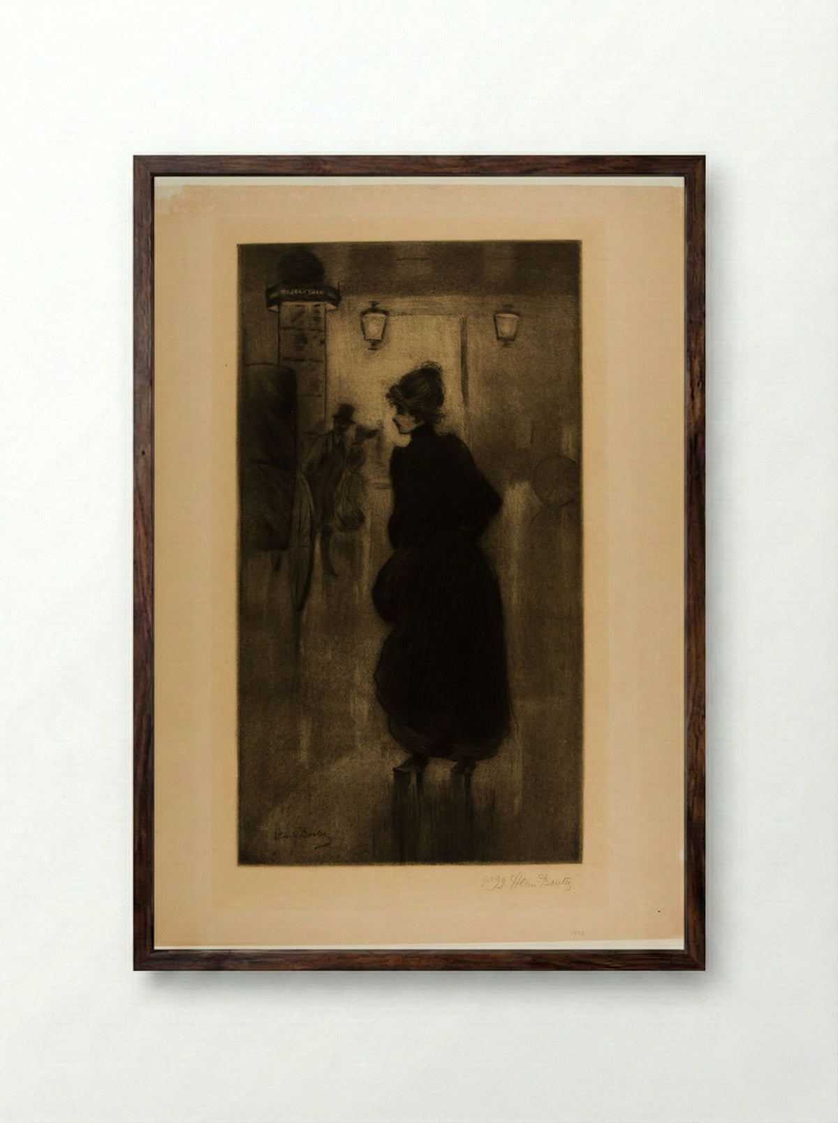 The Effect of Night in Paris - Henri Boutet - Framed Print Dark Wood