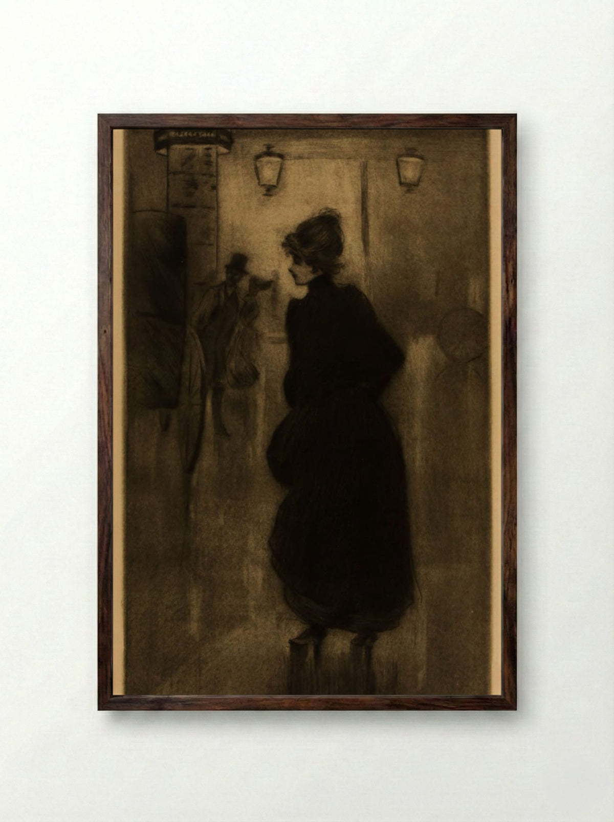 The Effect of Night in Paris - Henri Boutet - Framed Print Dark Wood