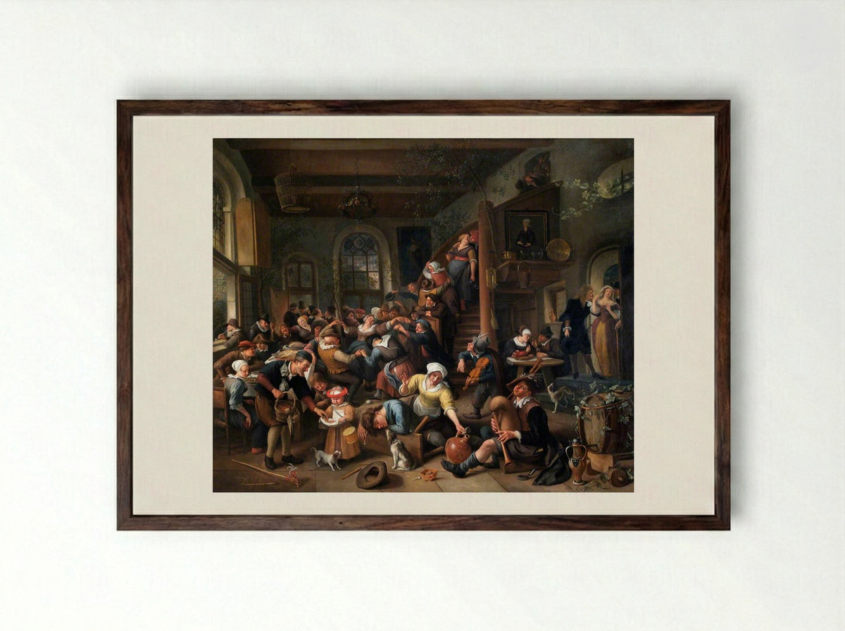 The Egg Dance - Jan Steen - Framed Print Dark Wood