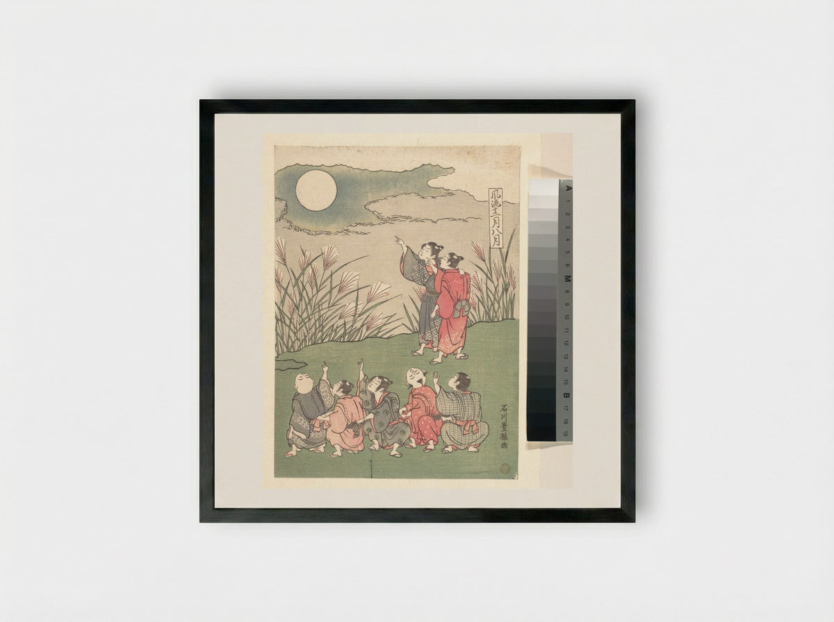 The Eighth Month - Ishikawa Toyomasa - Framed Print Black