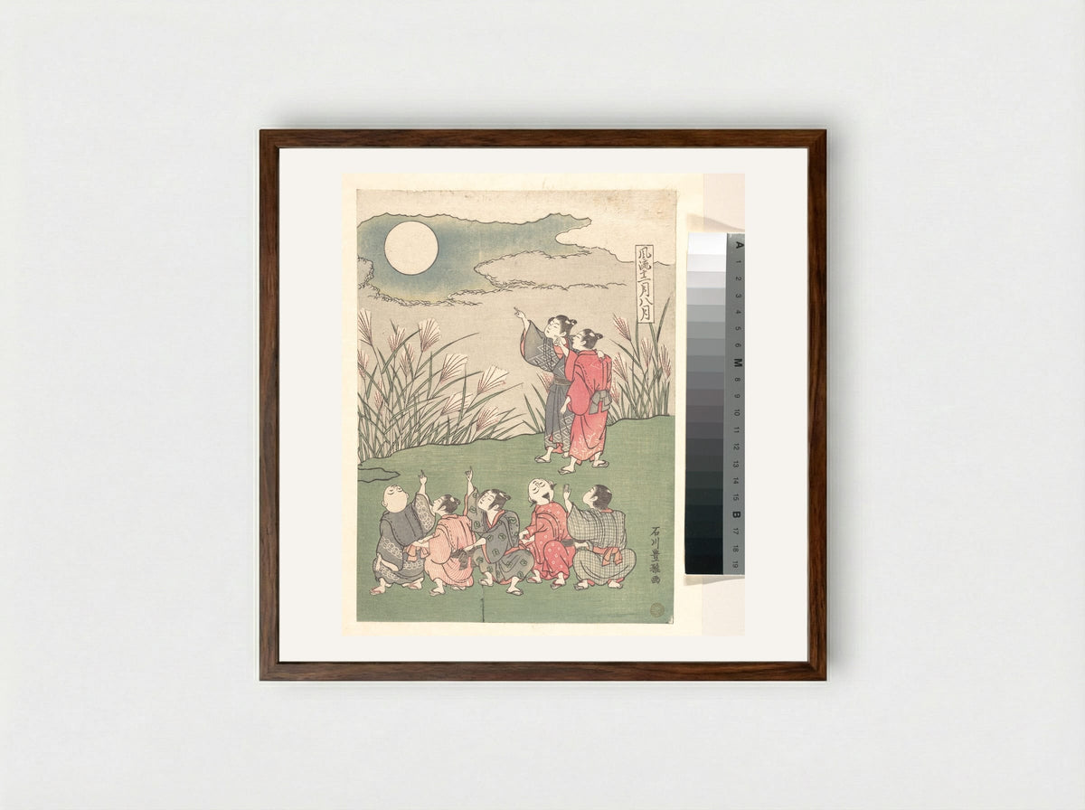 The Eighth Month - Ishikawa Toyomasa - Framed Print Dark Wood