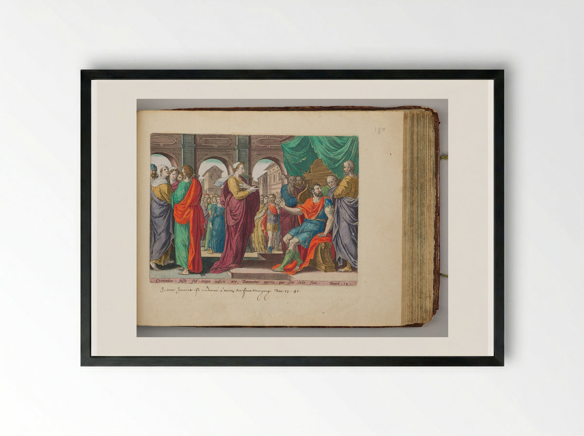 The Elders Accusing Susanna of Adultery - Hans Collaert the Elder - Framed Print Black