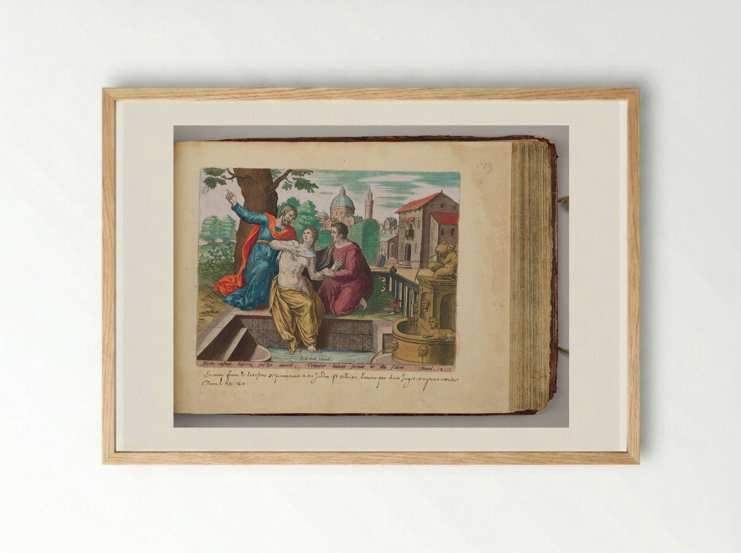 The Elders Trying to Seduce Susanna - Hans Collaert the Elder - Framed Print Wood