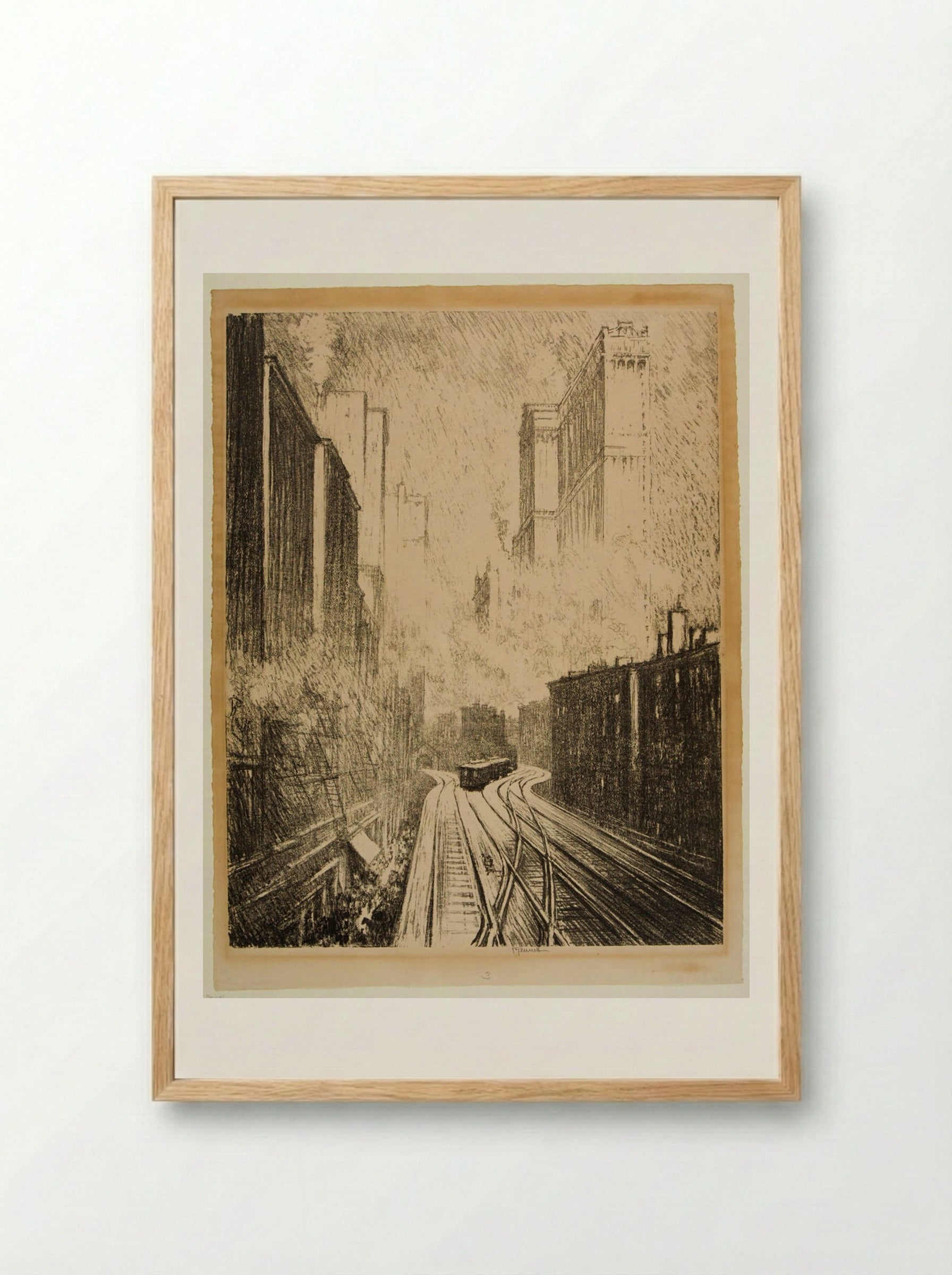 The Elevated - Joseph Pennell - Framed Print Wood