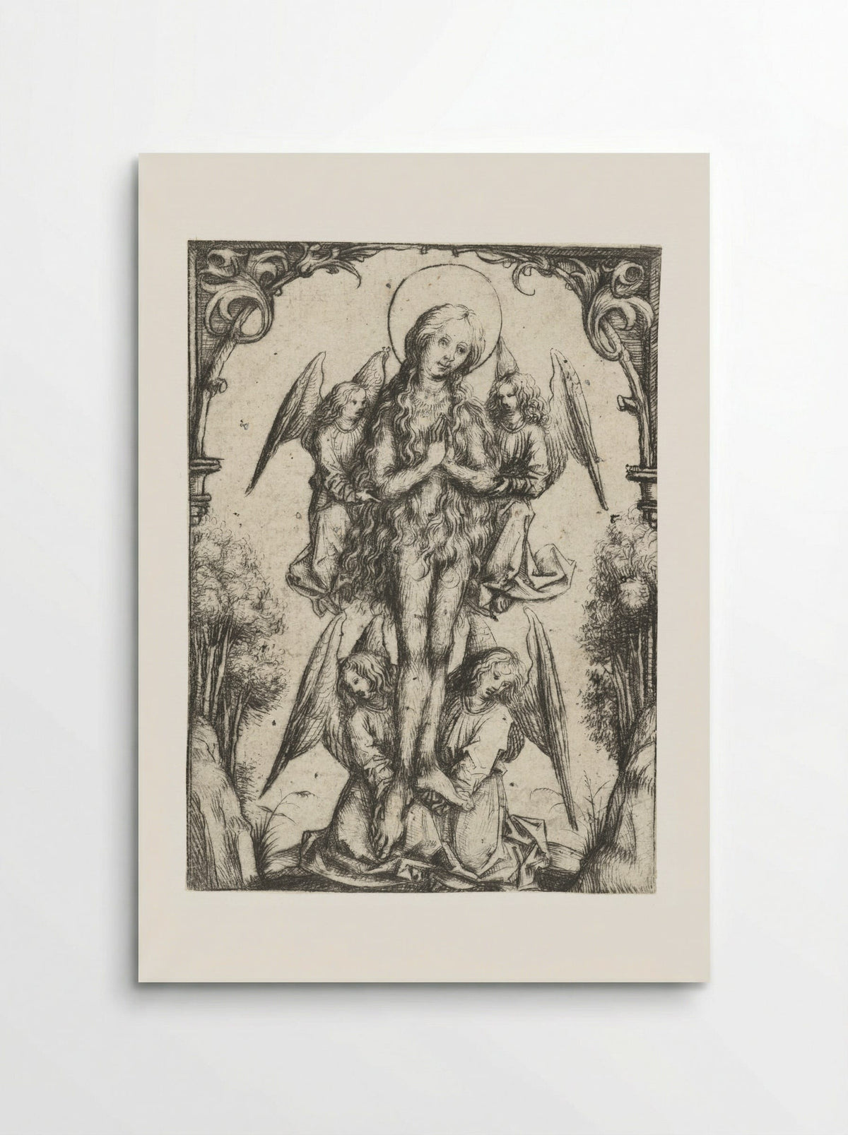 The Elevation of Saint Mary Magdalene with Four Angels - Master of the Amsterdam Cabinet - Poster