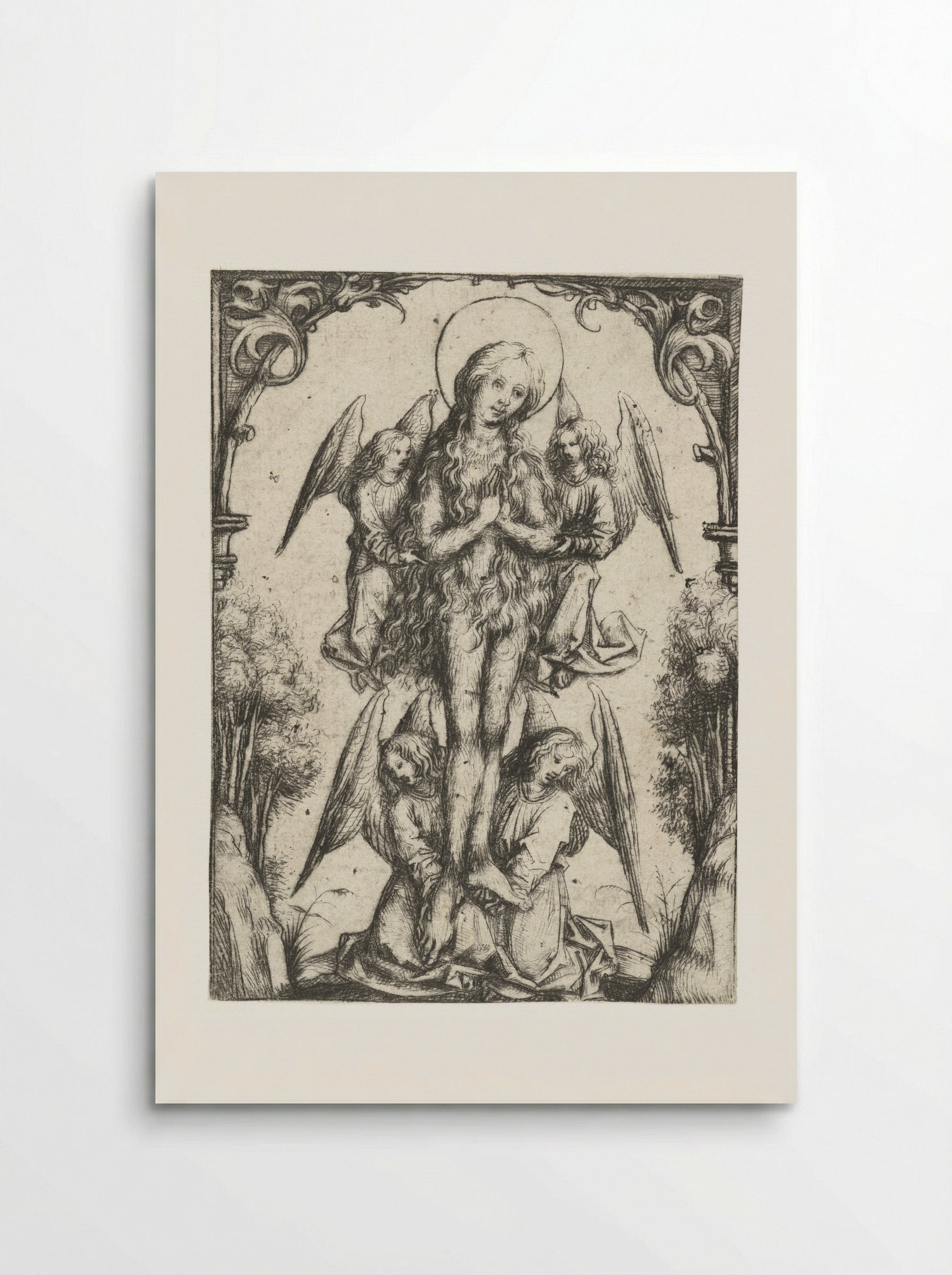 The Elevation of Saint Mary Magdalene with Four Angels - Master of the Amsterdam Cabinet - Poster