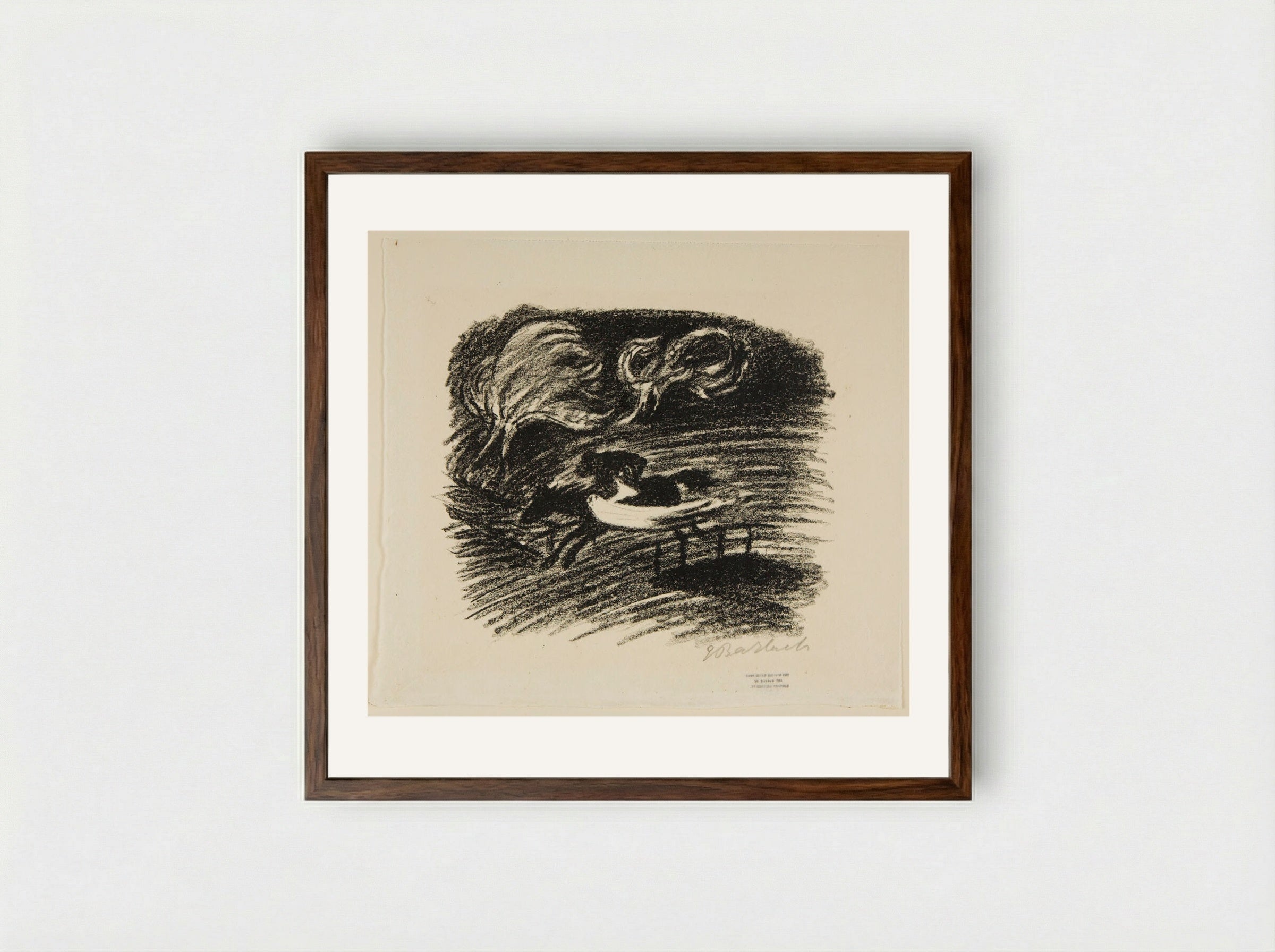 The Elfin King 2 (Father and son gallop furiously away) - Ernst Barlach - Framed Print Dark Wood
