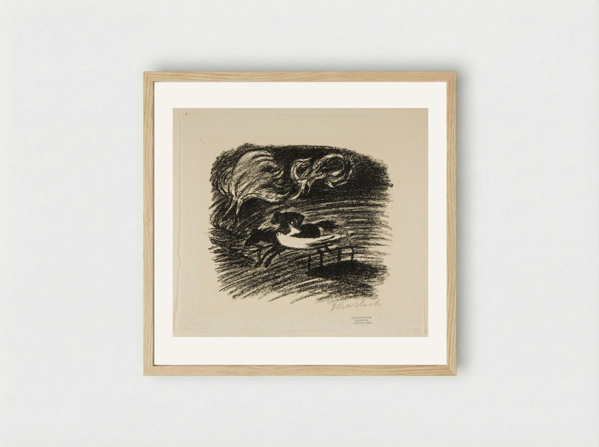 The Elfin King 2 (Father and son gallop furiously away) - Ernst Barlach - Framed Print Wood