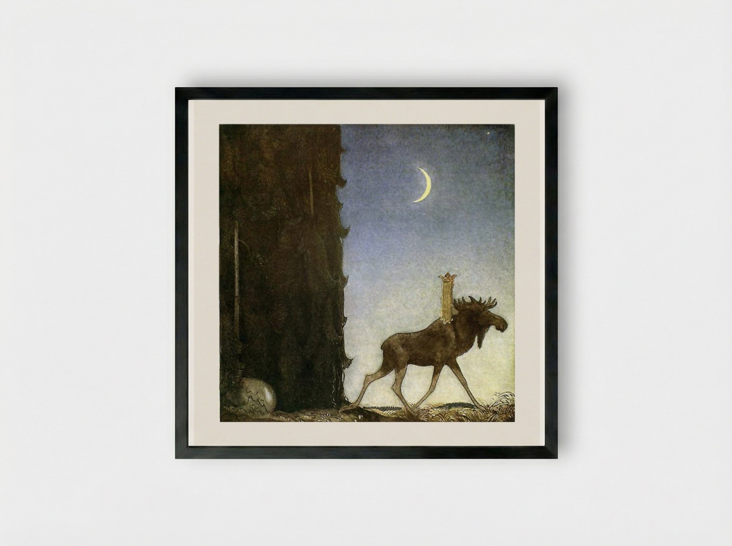 The Elk - John Bauer - Framed Print Black