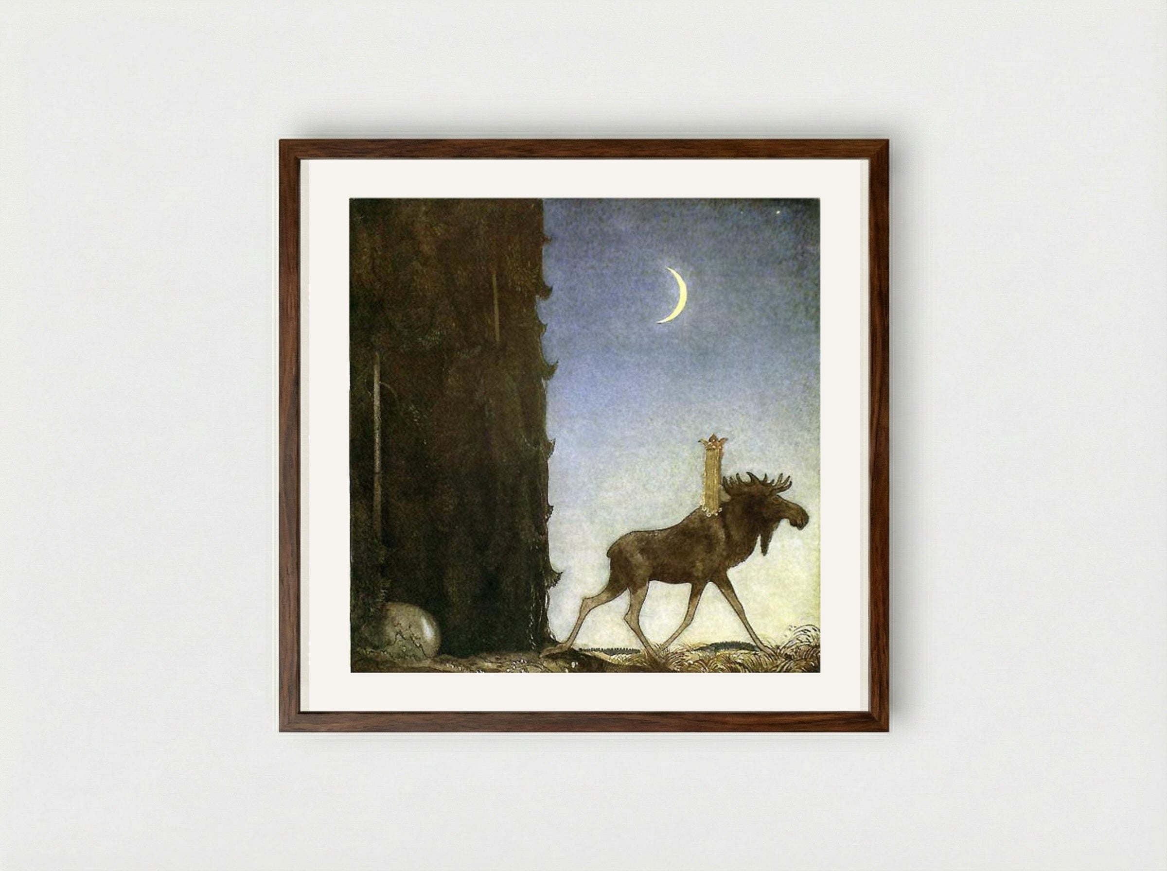 The Elk - John Bauer - Framed Print Dark Wood