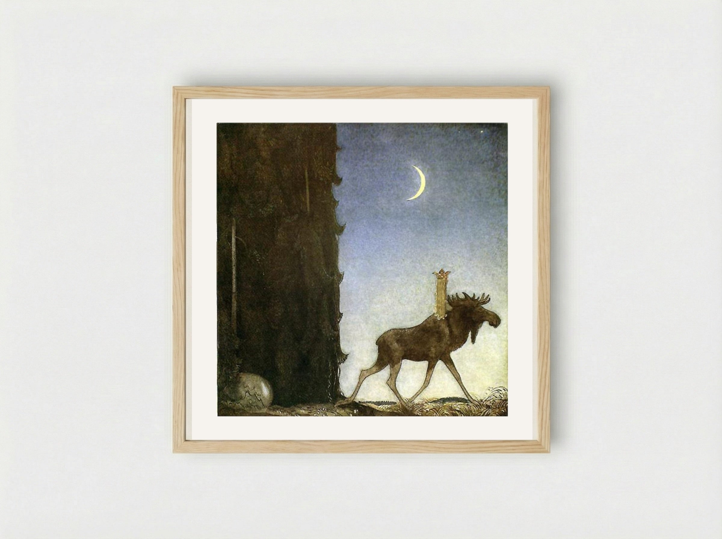 The Elk - John Bauer - Framed Print Wood