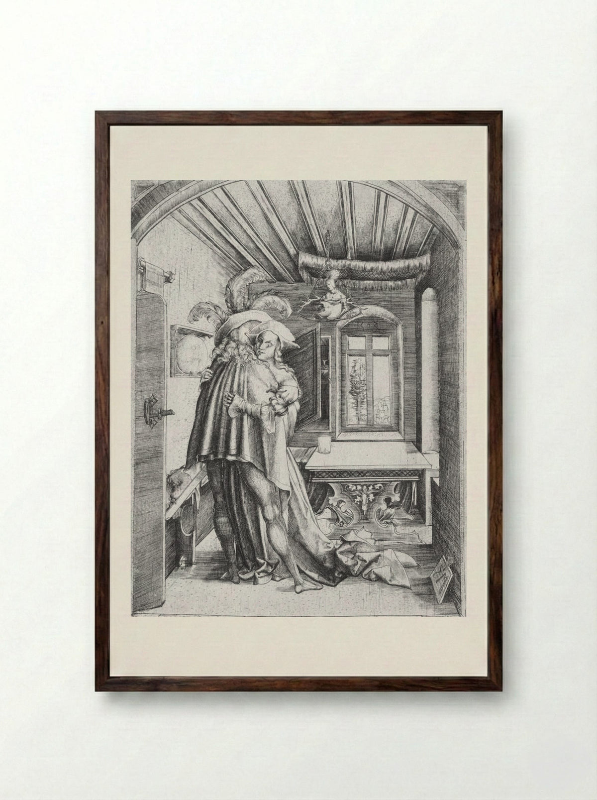 The Embrace - Master M. Z. - Framed Print Dark Wood