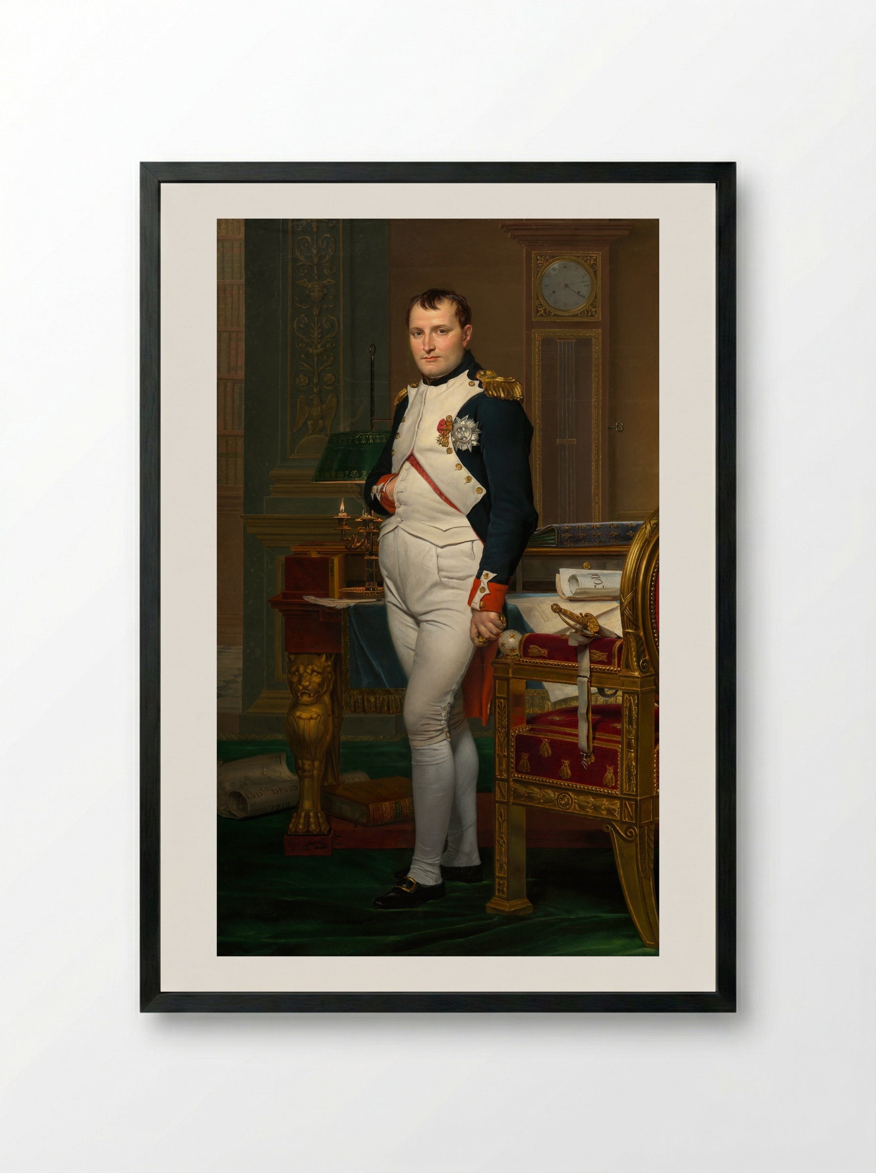 The Emperor Napoleon in His Study at the Tuileries - Jacques-Louis David - Framed Print Black