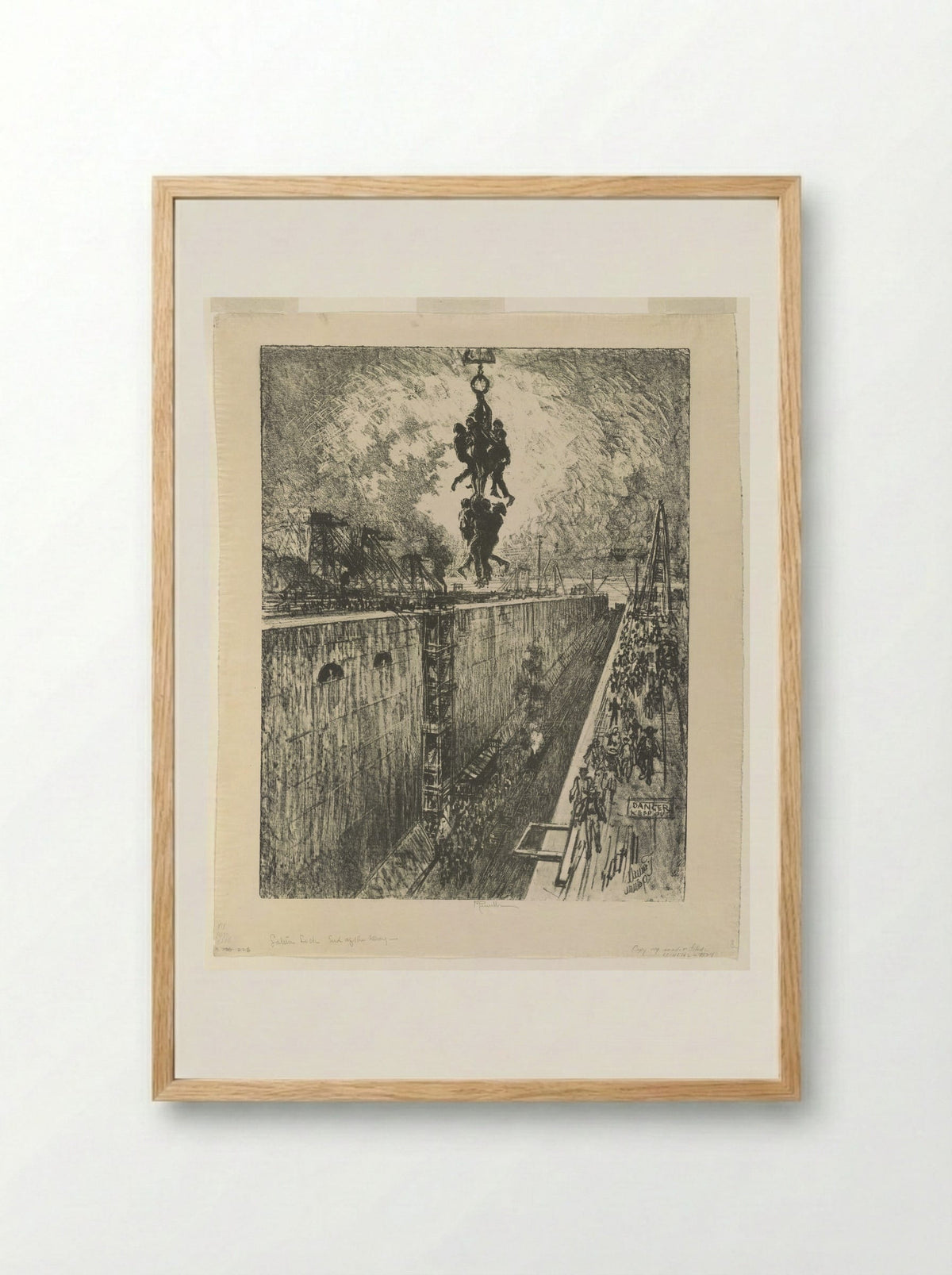 The End of the Day, Gatun Lock - Joseph Pennell - Framed Print Wood
