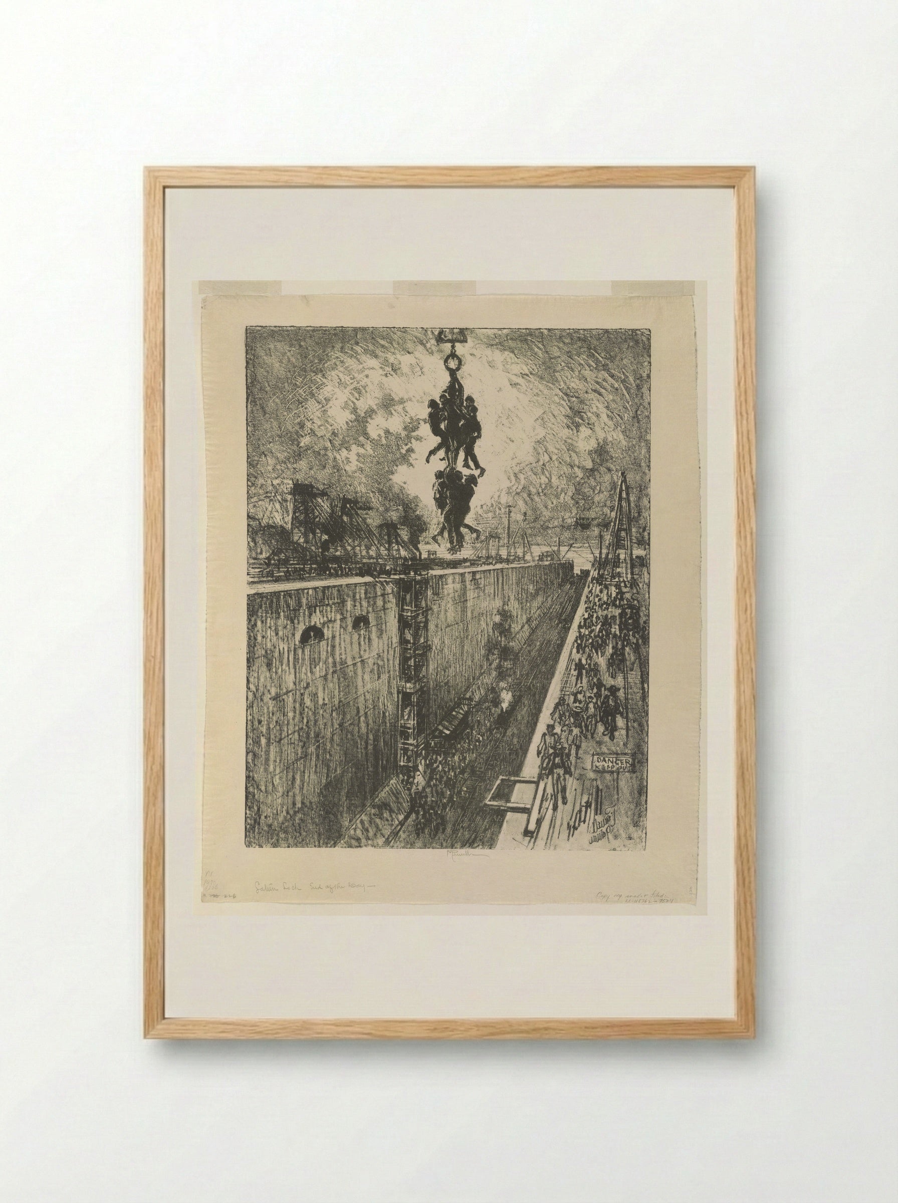 The End of the Day, Gatun Lock - Joseph Pennell - Framed Print Wood