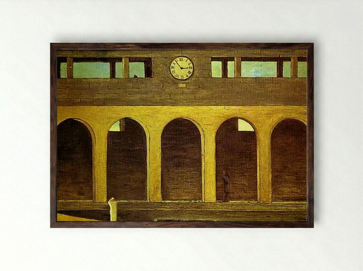 The Enigma of the Hour - Giorgio de Chirico - Framed Print Dark Wood
