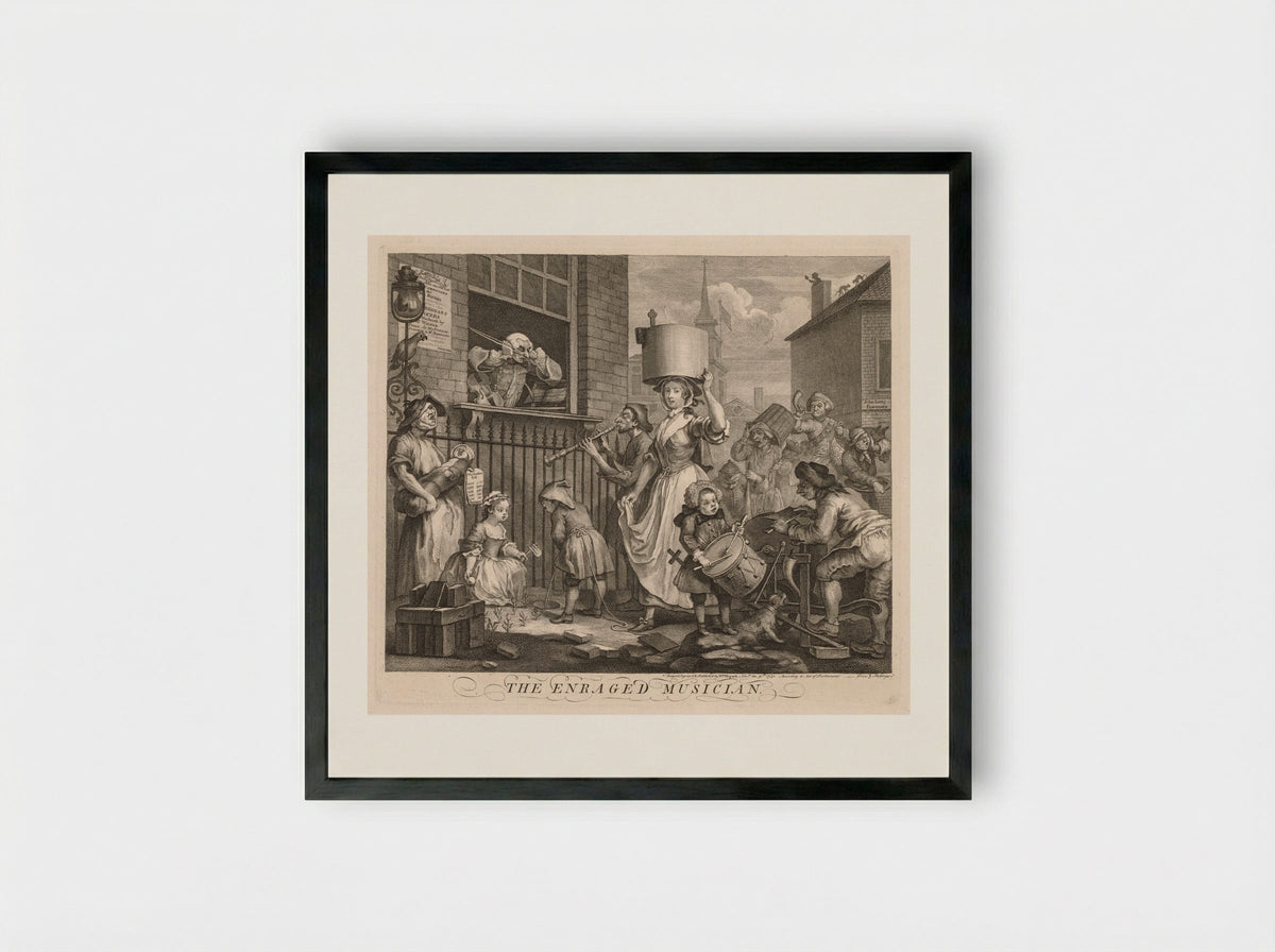 The Enraged Musician - William Hogarth - Framed Print Black