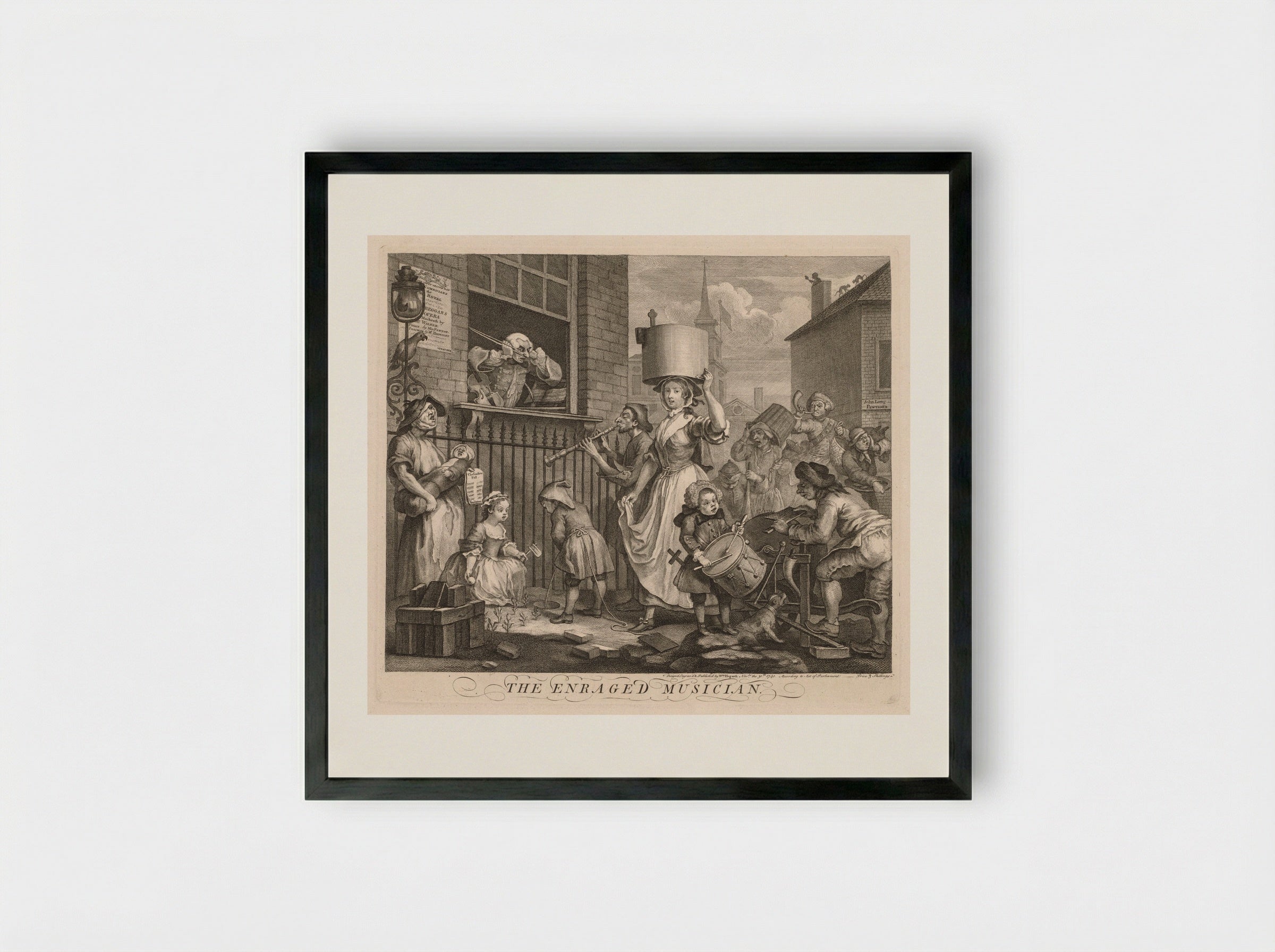 The Enraged Musician - William Hogarth - Framed Print Black