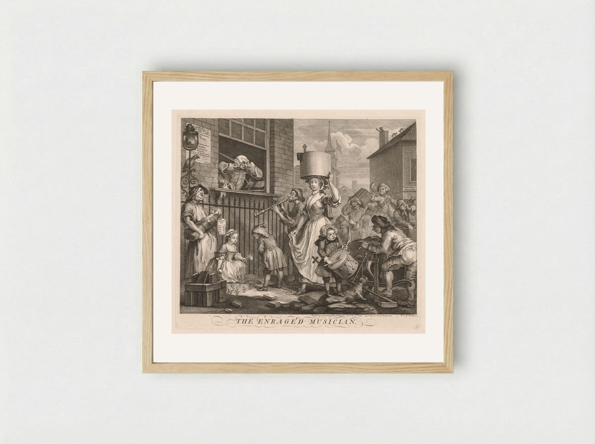 The Enraged Musician - William Hogarth - Framed Print Wood