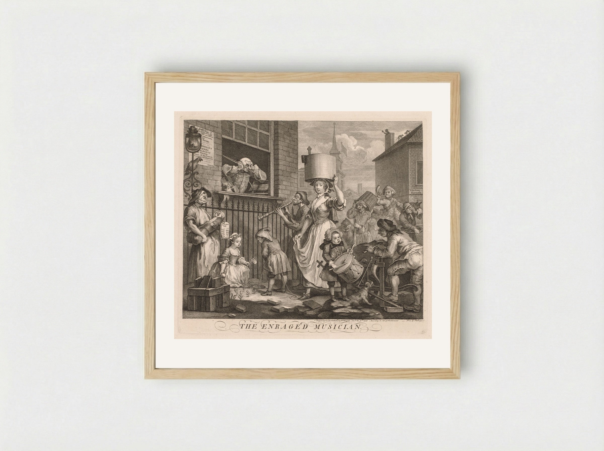 The Enraged Musician - William Hogarth - Framed Print Wood